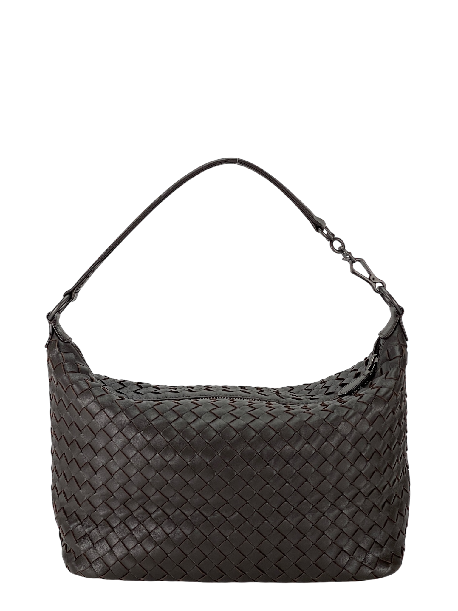 BOTTEGA VENETA - Zip Hobo Intrecciato Nappa Brown Calfskin