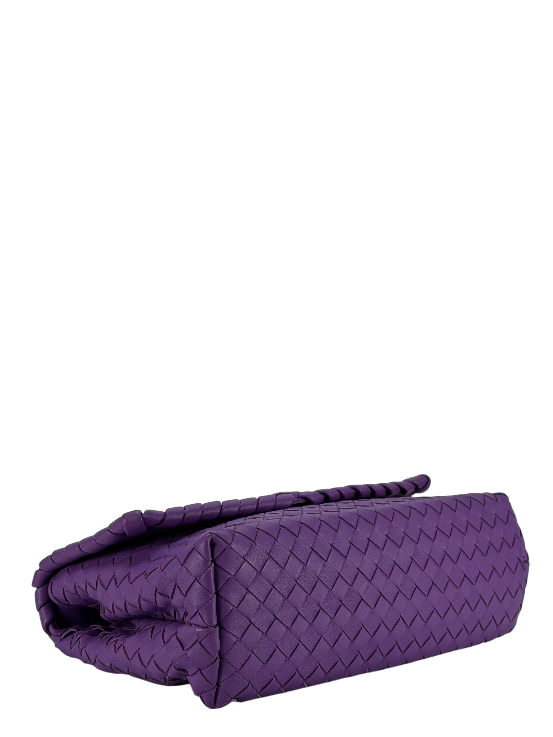 BOTTEGA VENETA - Purple Lambskin Intrecciato Leather Shoulder Bag