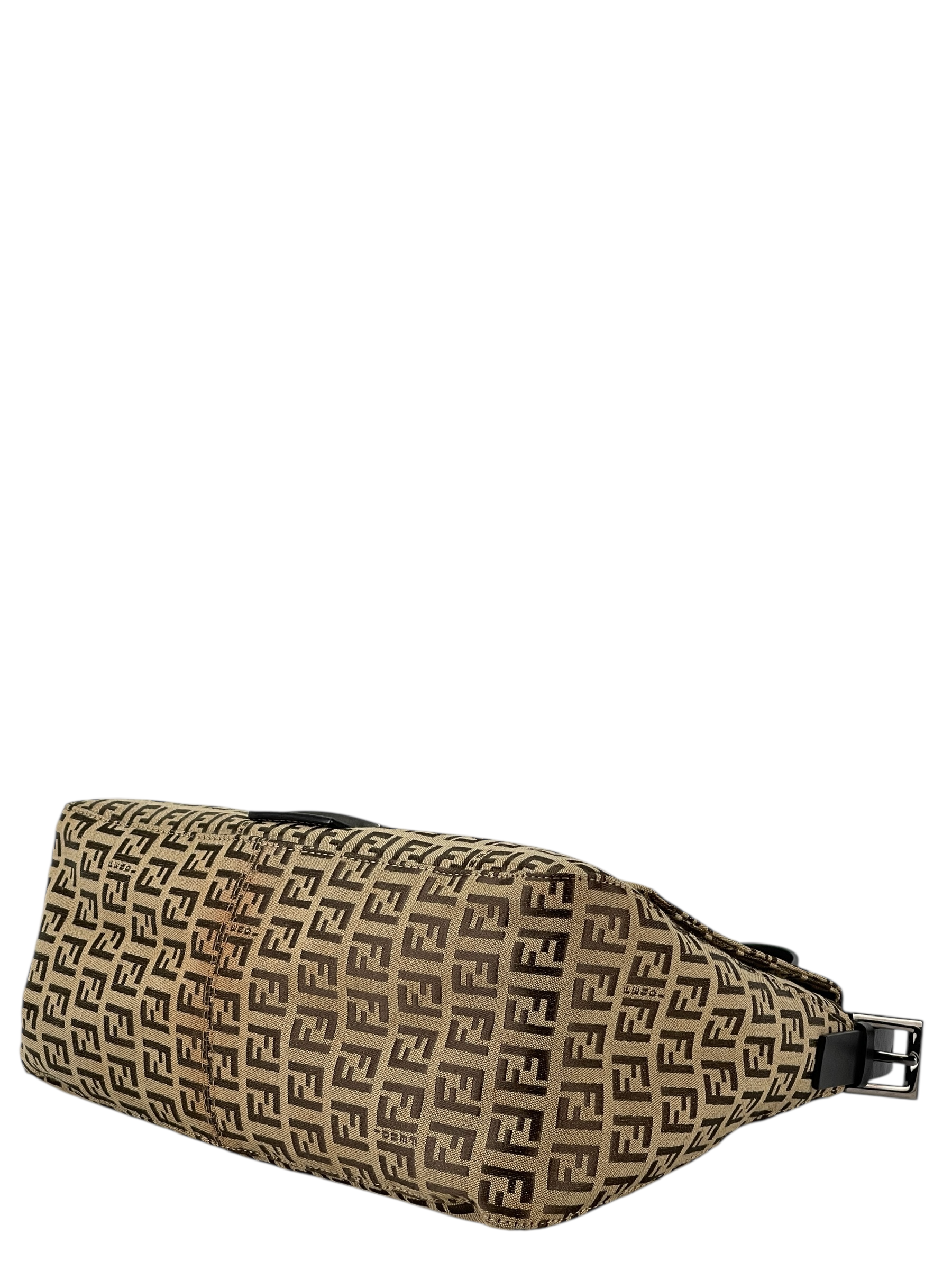 FENDI - Beige Zucca Mamma Baguette Handbag Sliver Hardware