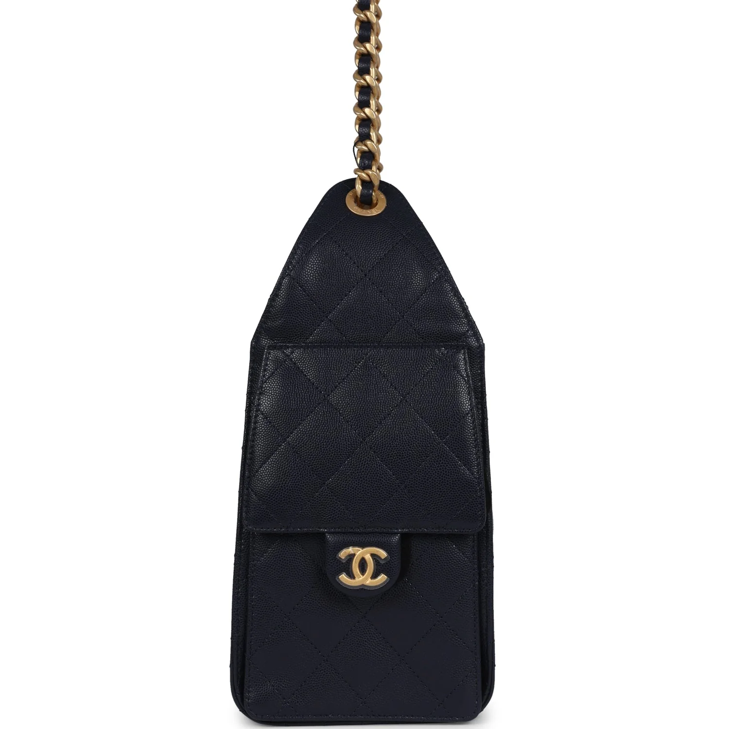 Chanel Small 25 Hobo Bag Dark Navy Caviar Antique Gold Hardware
