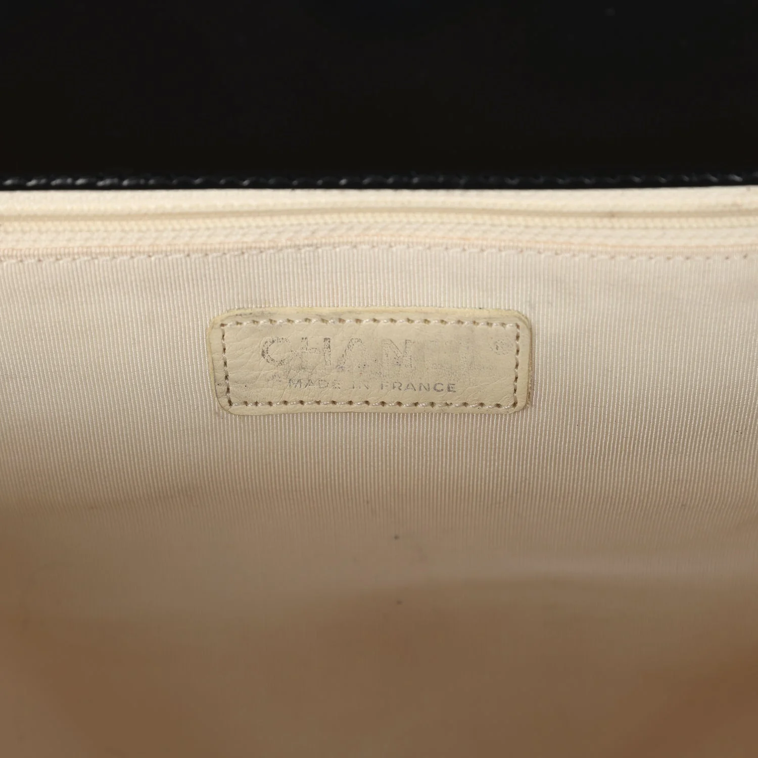 Pre-owned Chanel Jumbo Heart Tote Bag Cream Terry Cloth and Black Lambskin Silver Hardware