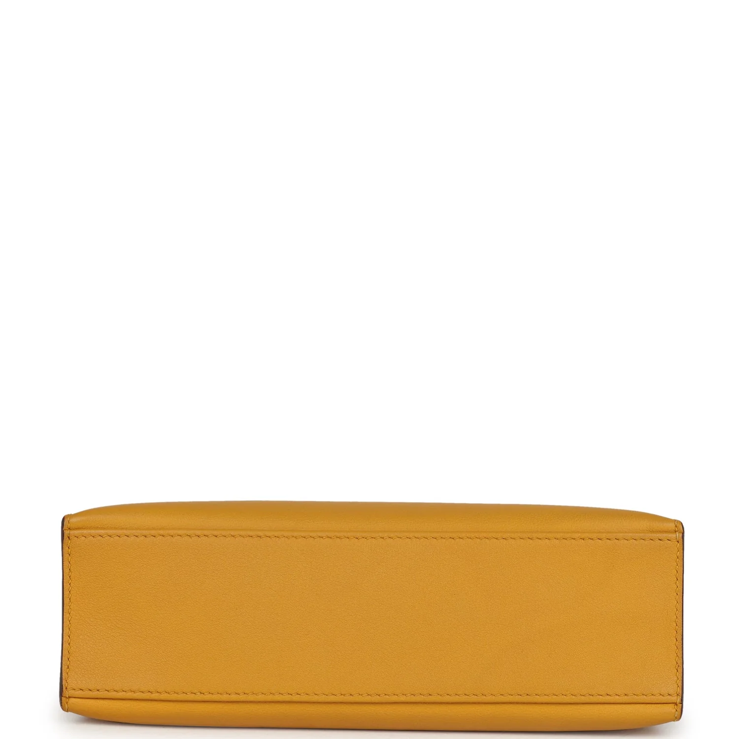 Pre-owned Hermes Kelly Pochette Jaune Ambre Swift Palladium Hardware