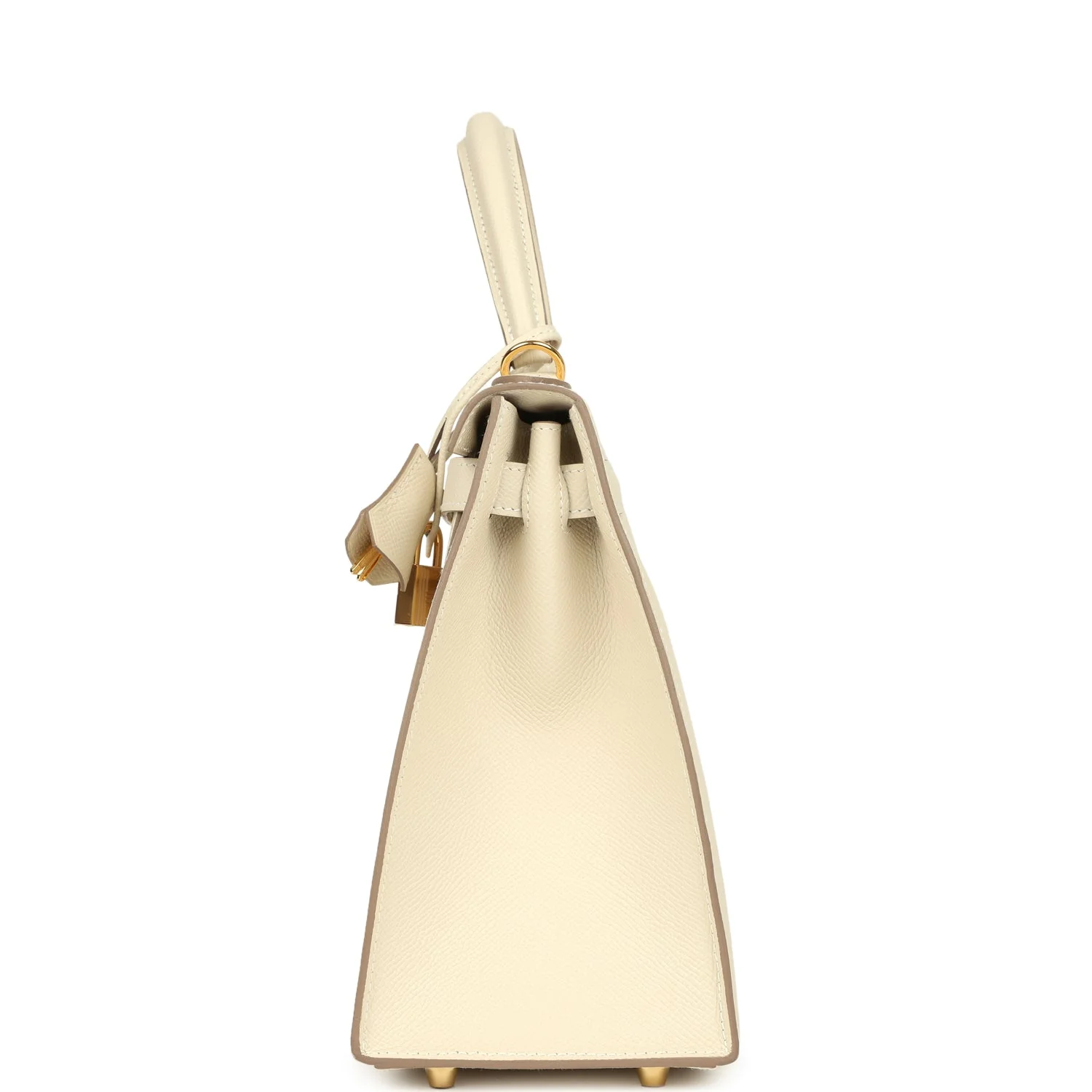 Pre-owned Hermes Kelly Sellier 28 Craie Epsom Gold Hardware