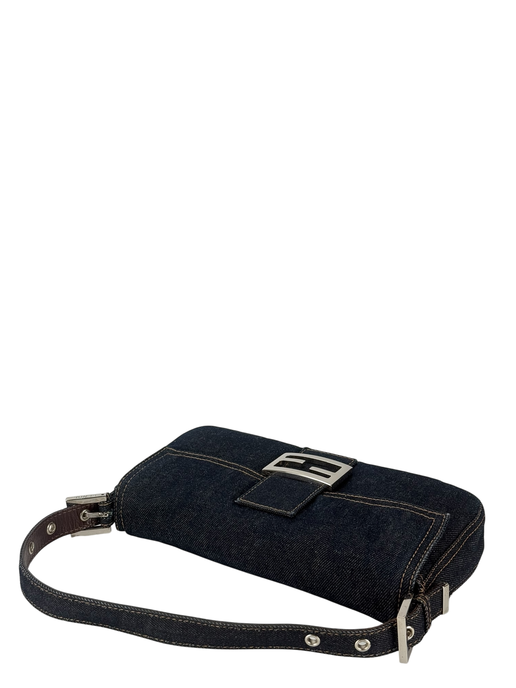 FENDI - Dark Denim Baguette Bag Silver Hardware