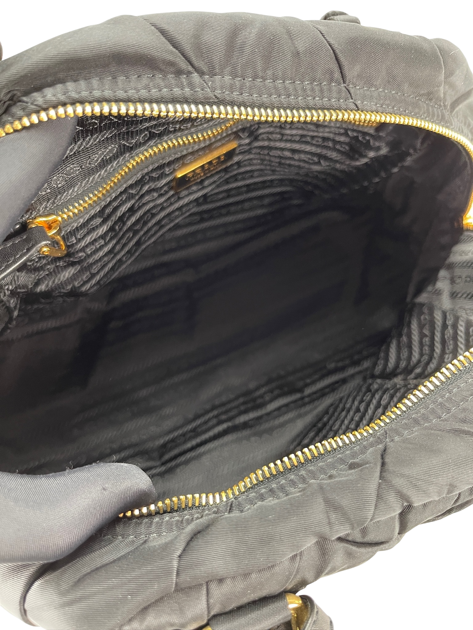 PRADA - Black Tessuto Nylon Quiltin Bauletto Bag