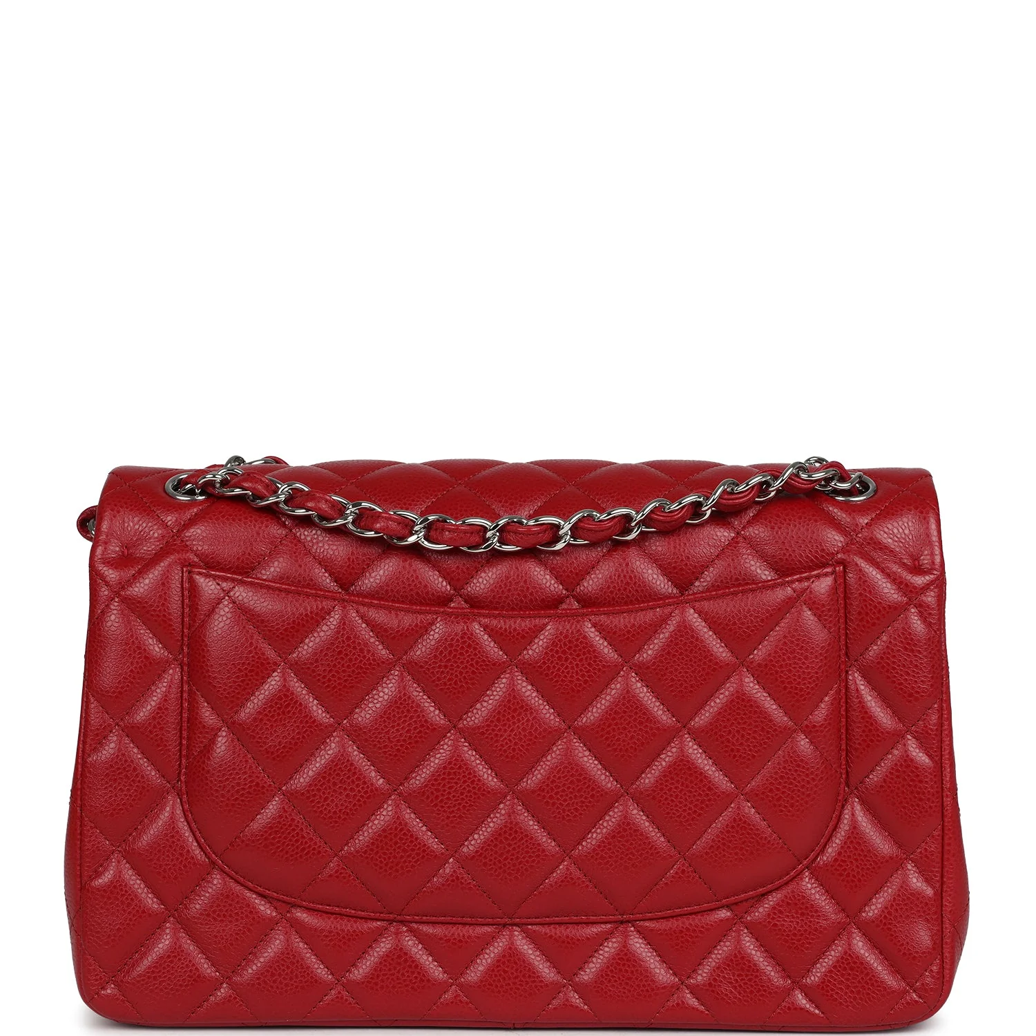 Pre-owned Chanel Jumbo Classic Double Flap Red Caviar Silver Hardware