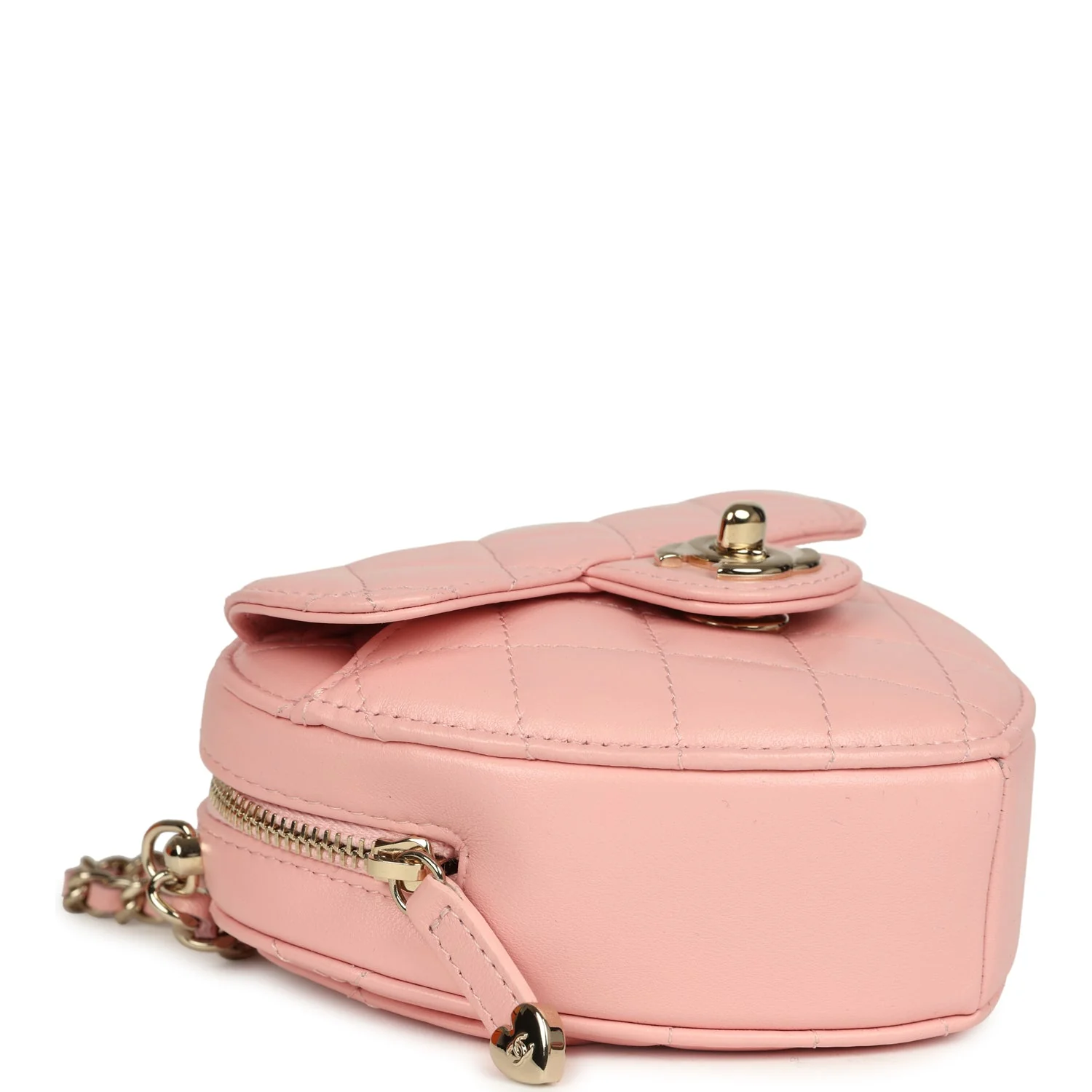 Chanel CC In Love Small Heart Bag with Chain Light Pink Lambskin Light Gold Hardware