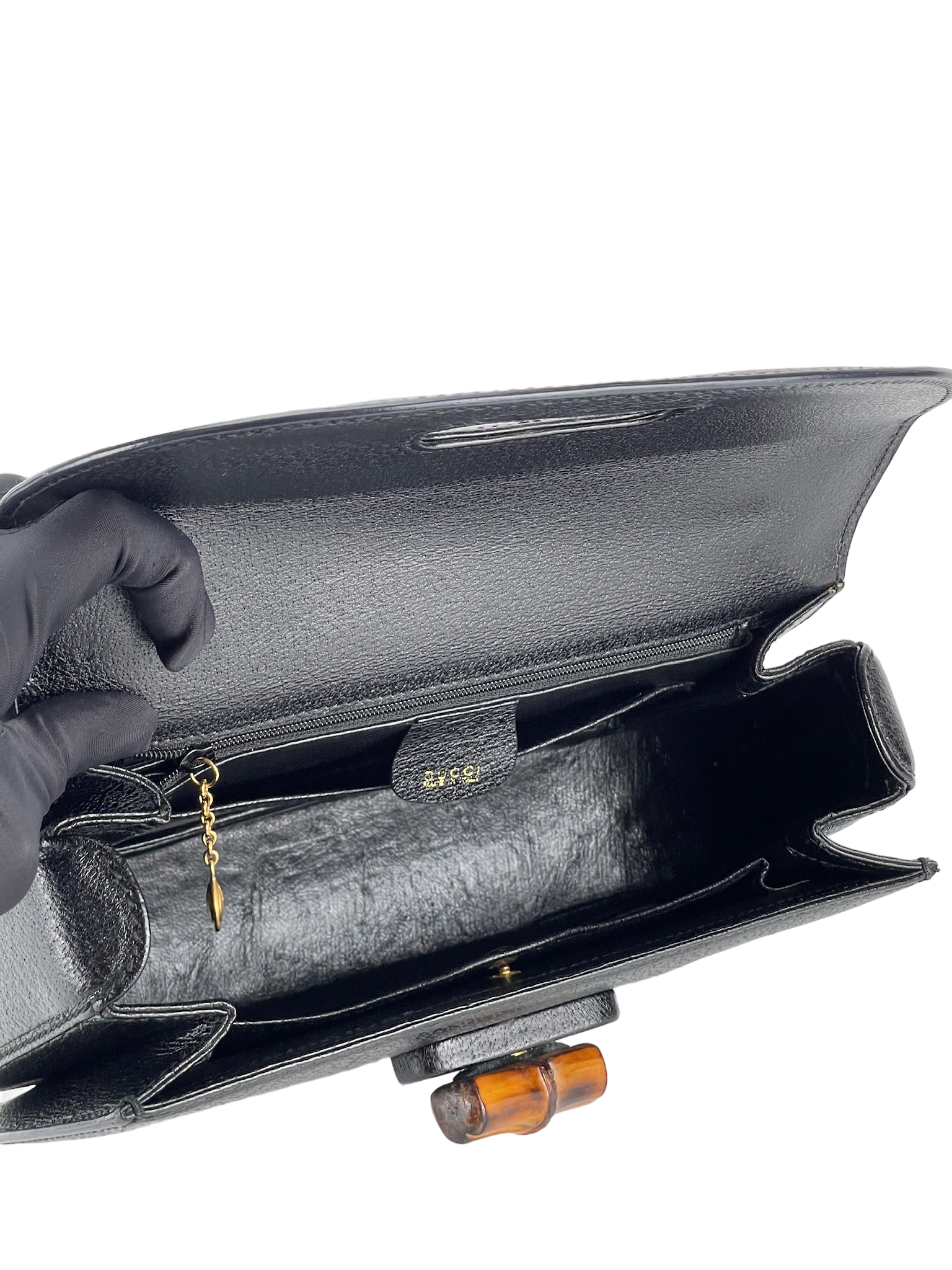 GUCCI - 2way Middle Leather Bamboo Handbag