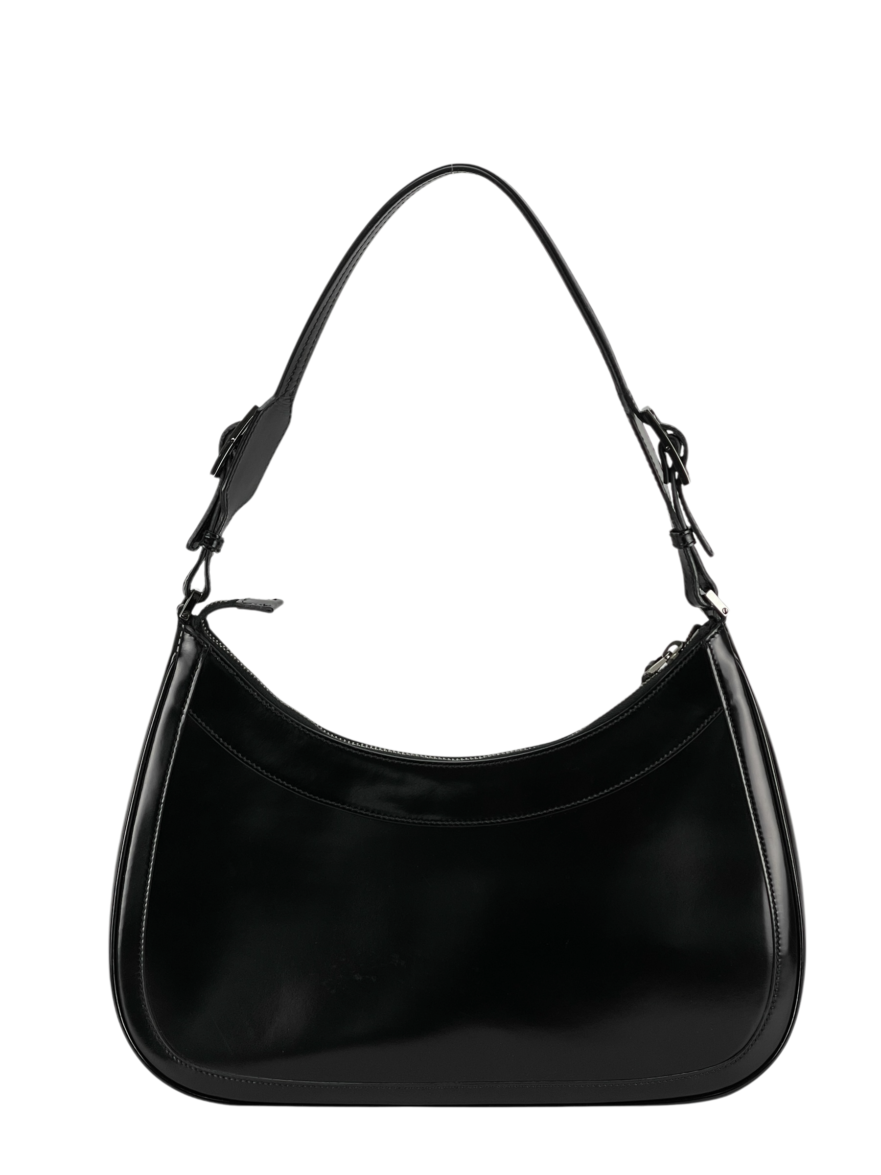 GUCCI - Black patent leather Fastener Jackie Shoulder Bag