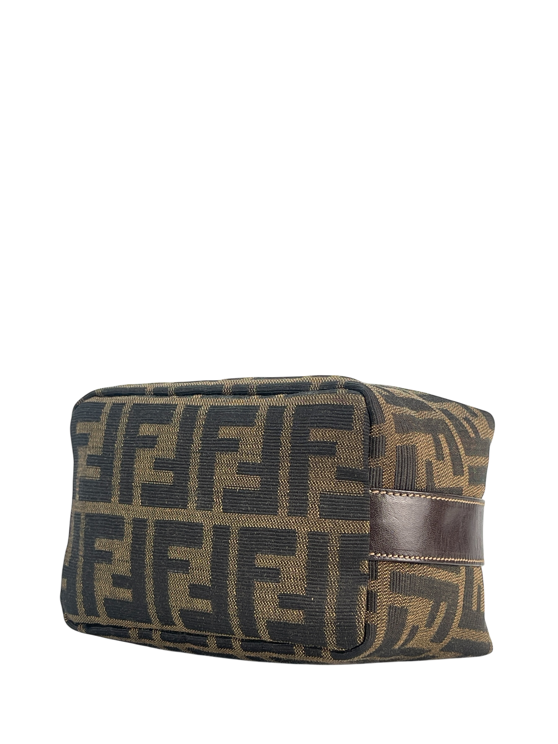 FENDI - Zucca Brown Jacquard Mini Vanity Pouch Handbag