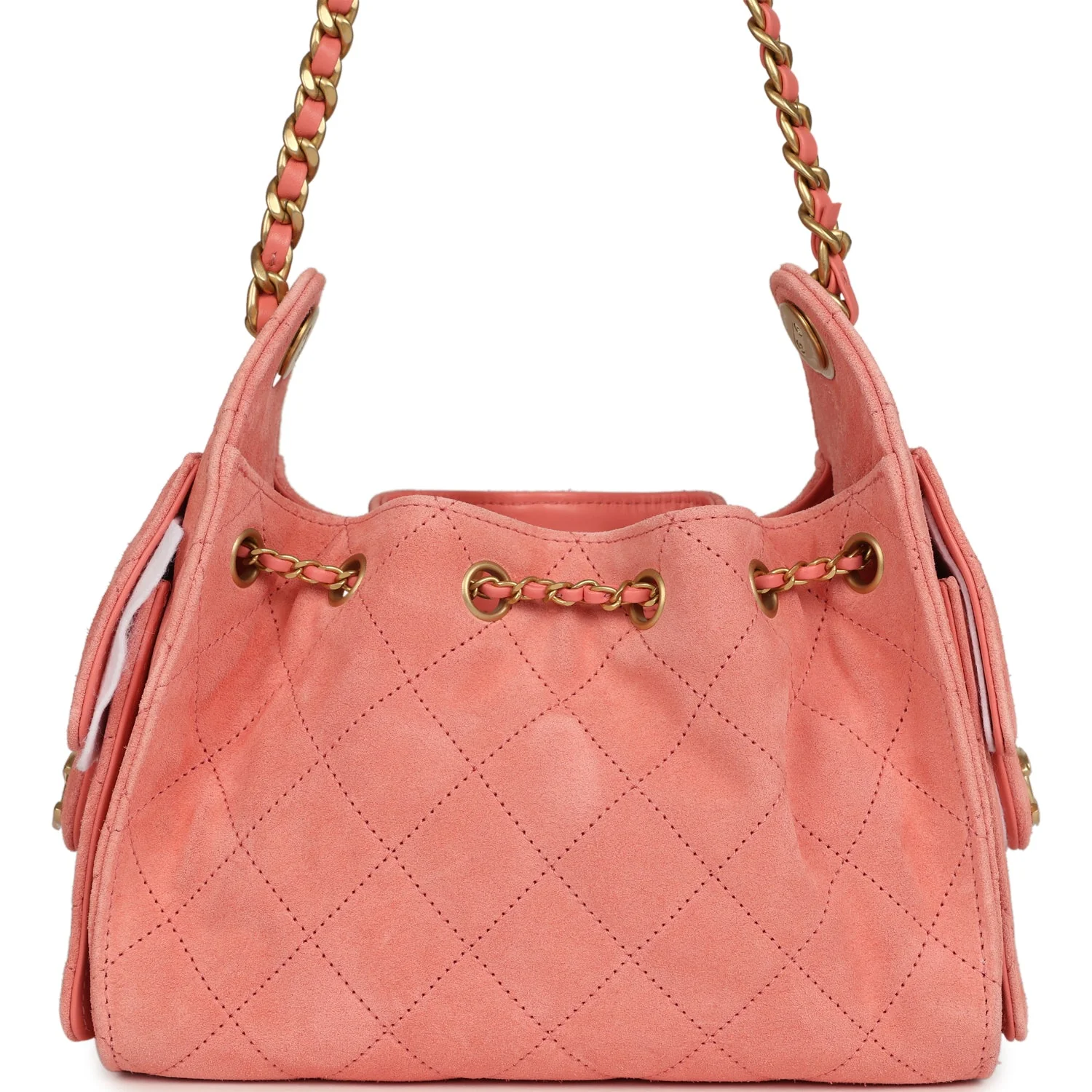Chanel Mini 25 Hobo Bag Coral Pink Suede Antique Gold Hardware