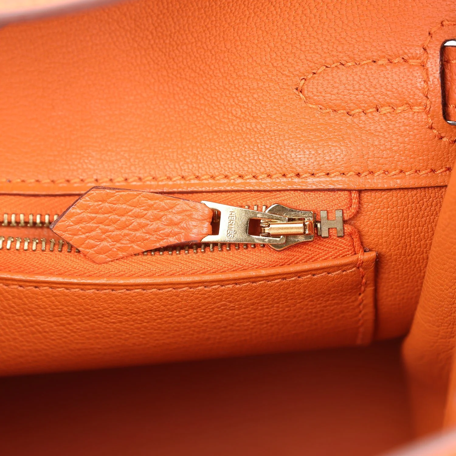 Pre-owned Hermes Birkin 25 Orange Togo Gold Hardware