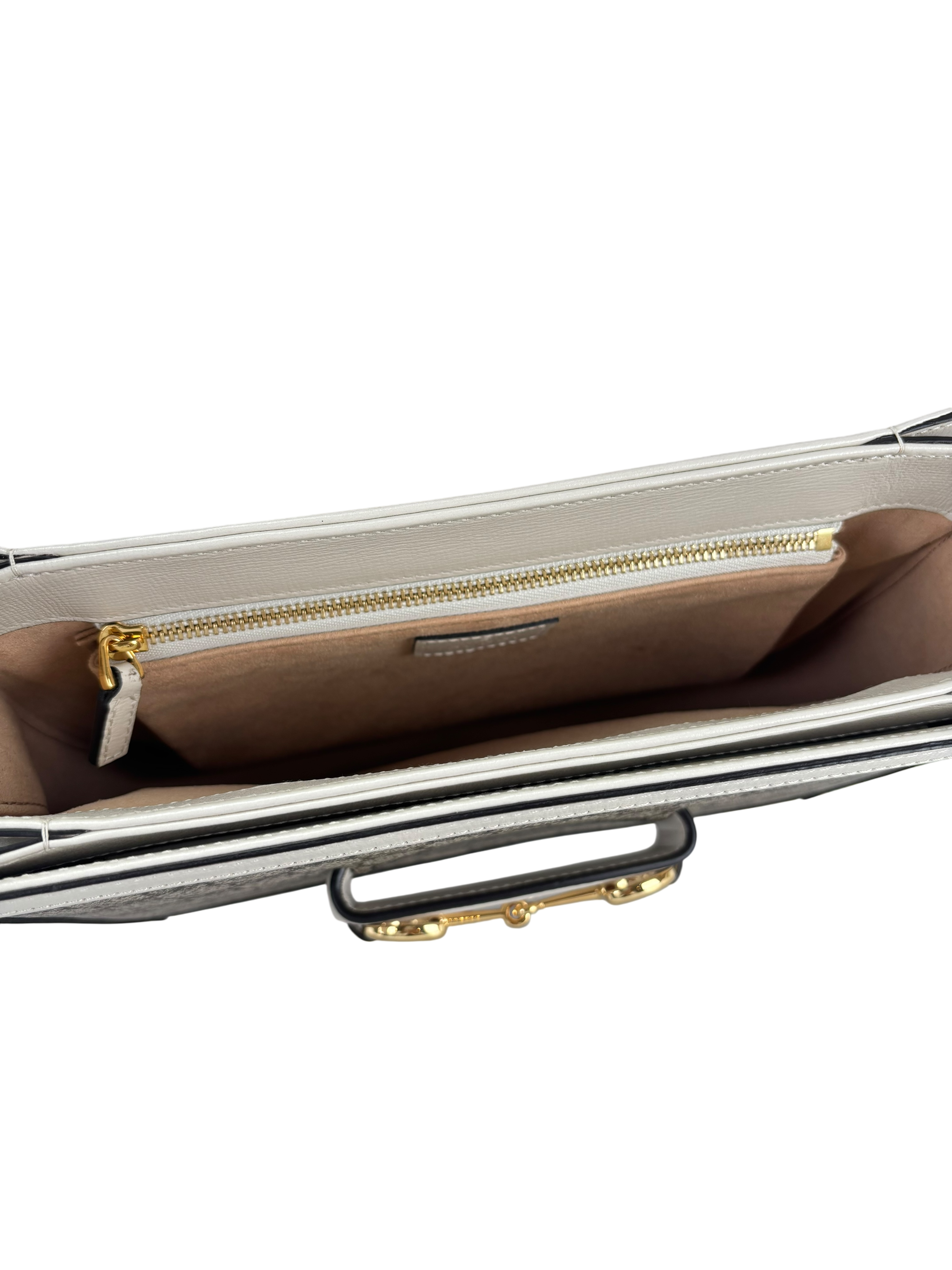 GUCCI - 1955 Horsebit Shoulder Bag Beige White