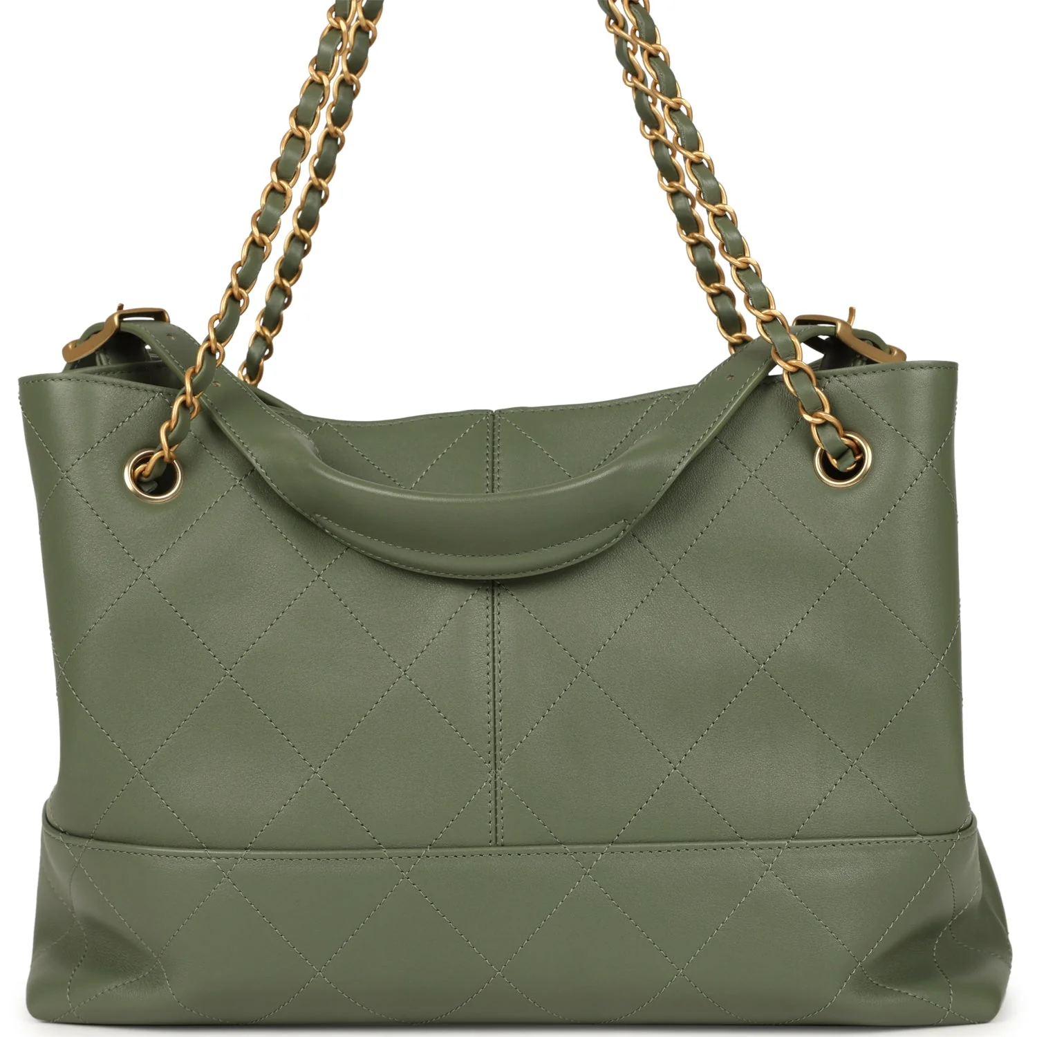 Chanel Small Coco Hobo Bag Khaki Calfskin Antique Gold Hardware