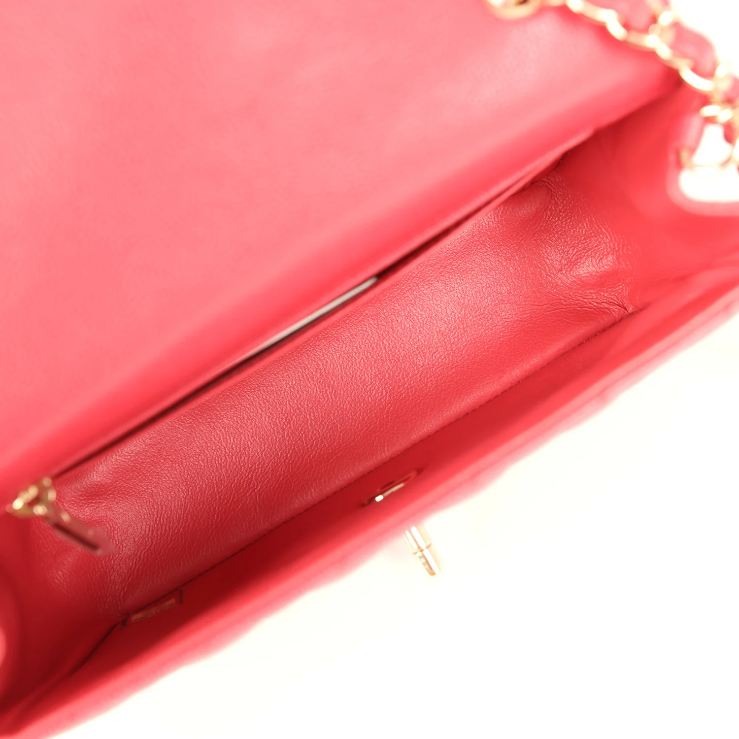 Pre-owned Chanel Mini Classic Rectangular Flap Bag Dark Pink Caviar Light Gold Hardware