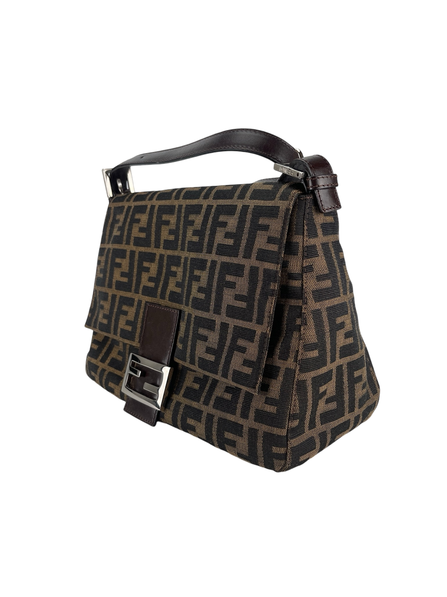 FENDI - Brown Zucca Mamma Baguette Handbag Silver Hardware
