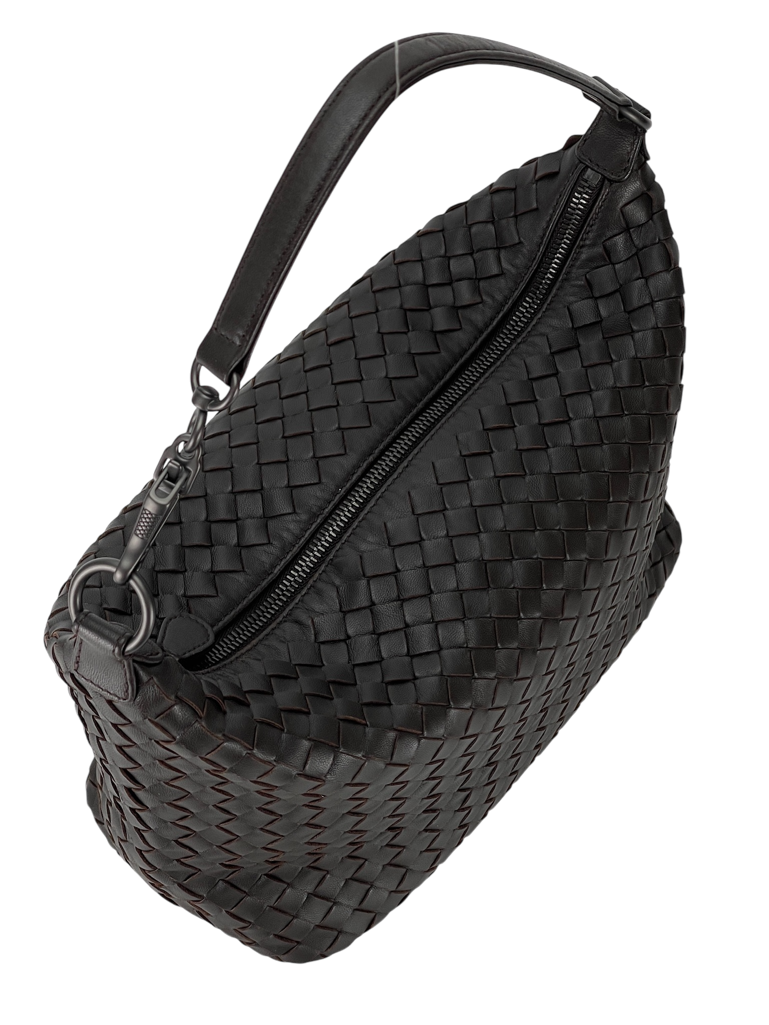 BOTTEGA VENETA - Zip Hobo Intrecciato Nappa Brown Calfskin