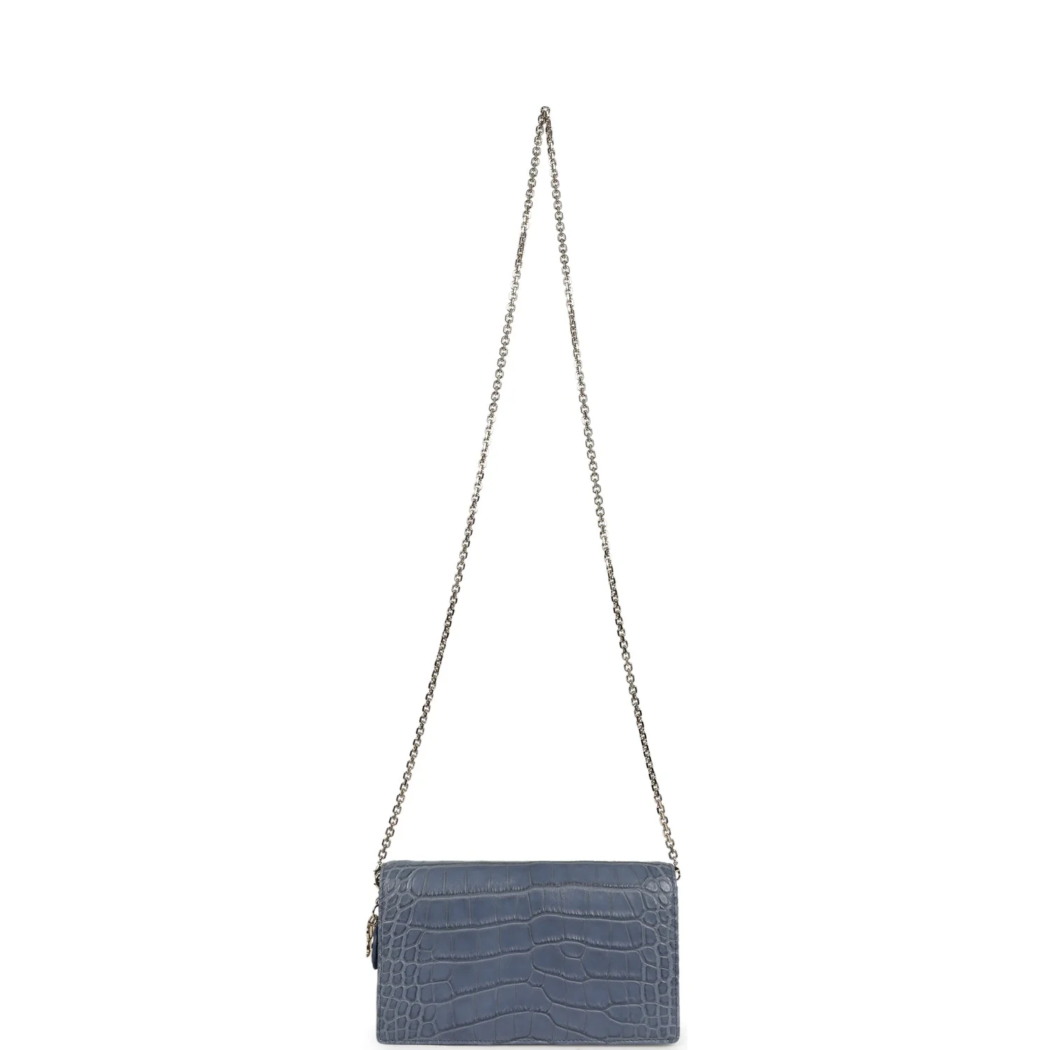 Christian Dior Convertible Clutch Bag Blue Alligator Light Gold Hardware