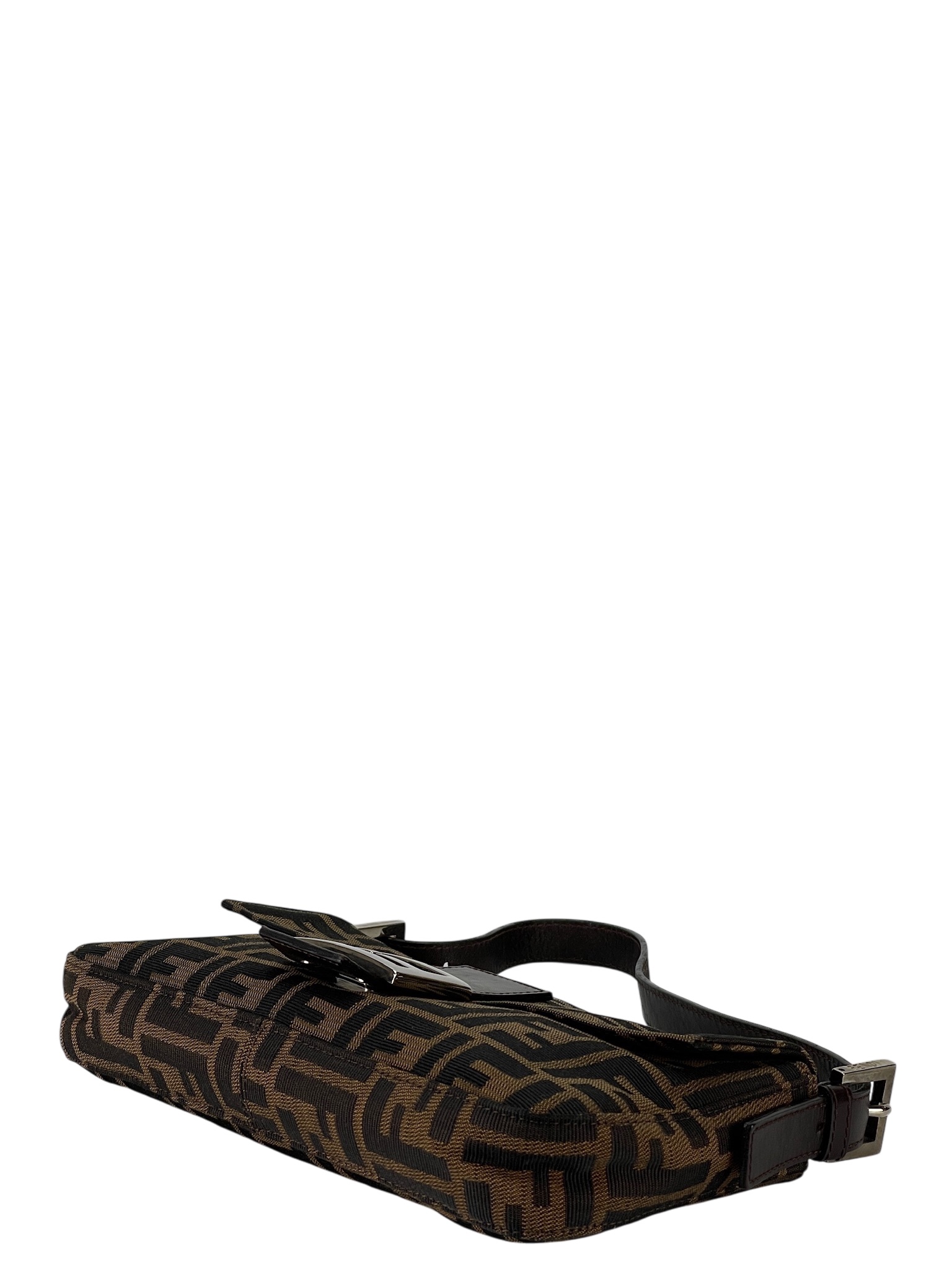 FENDI - Brown Zucca Baguette Handbag Silver Hardware