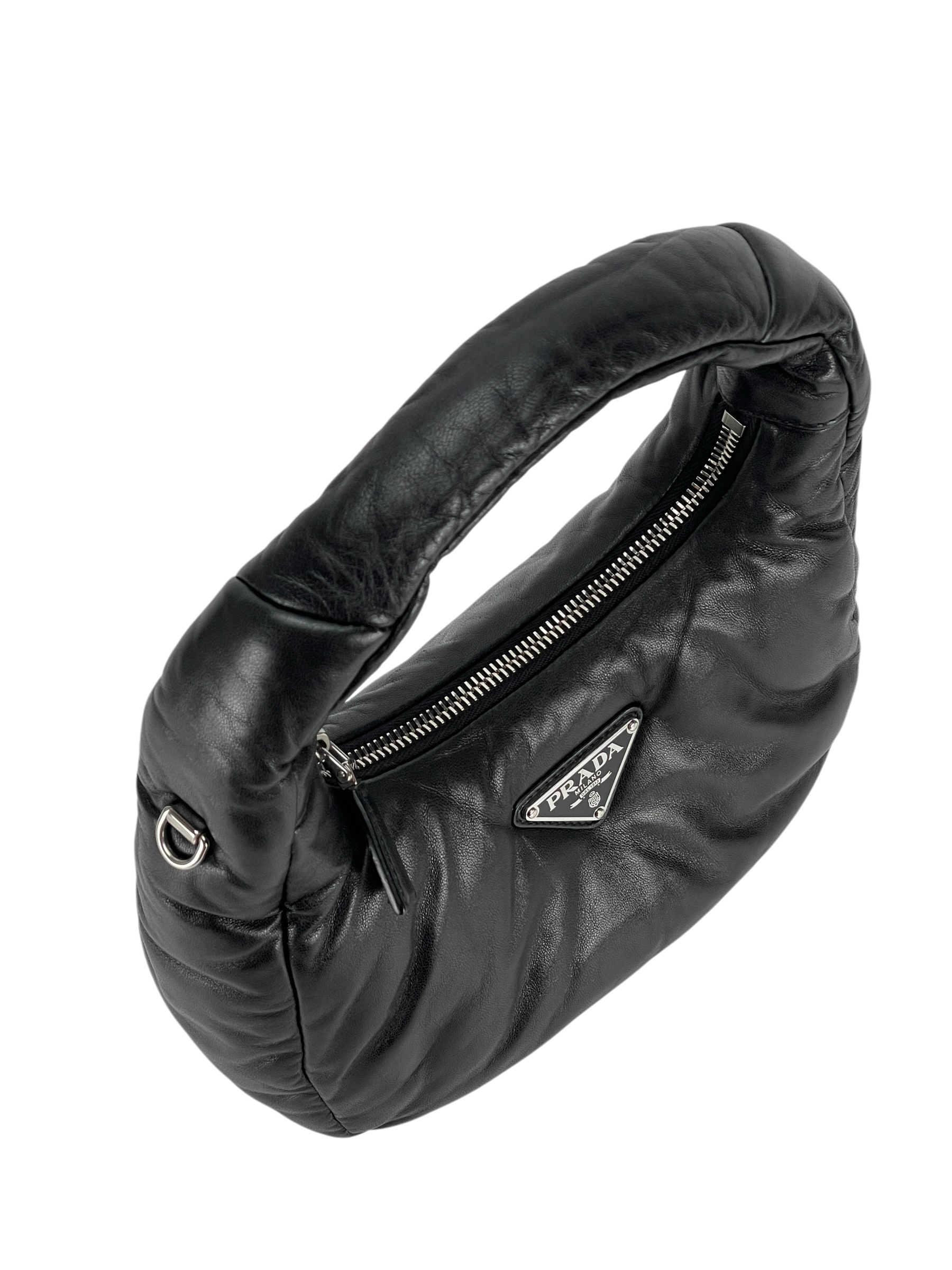 PRADA - Mini Soft Padded Nappa Black Leather