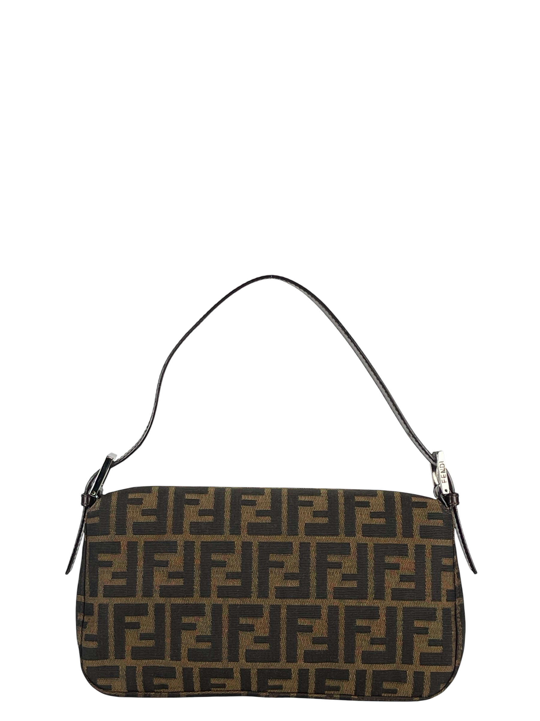 FENDI - Brown Zucca Baguette Handbag Silver Hardware