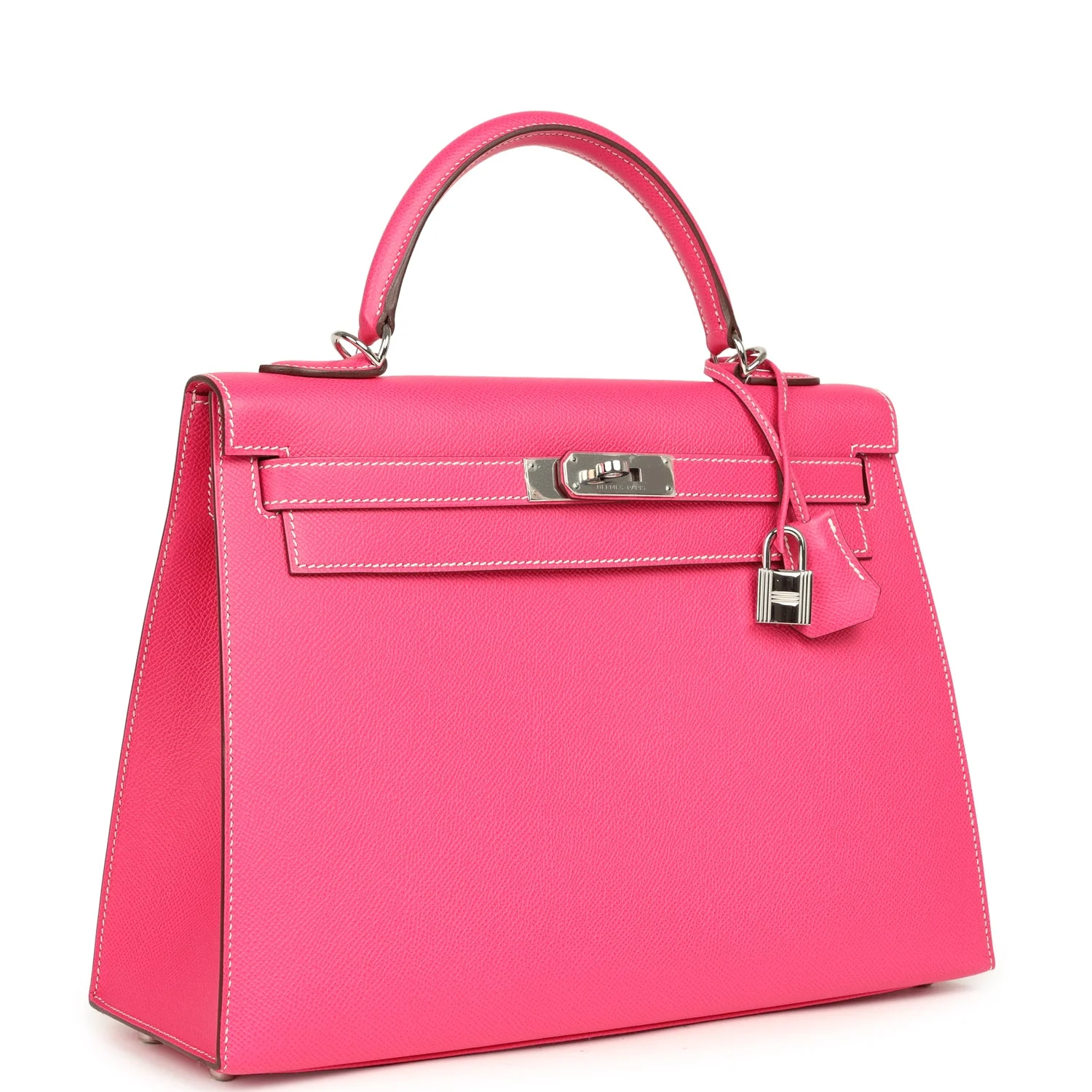 Pre-owned Hermes Candy Kelly Sellier 32 Rose Tyrien Epsom Palladium Hardware