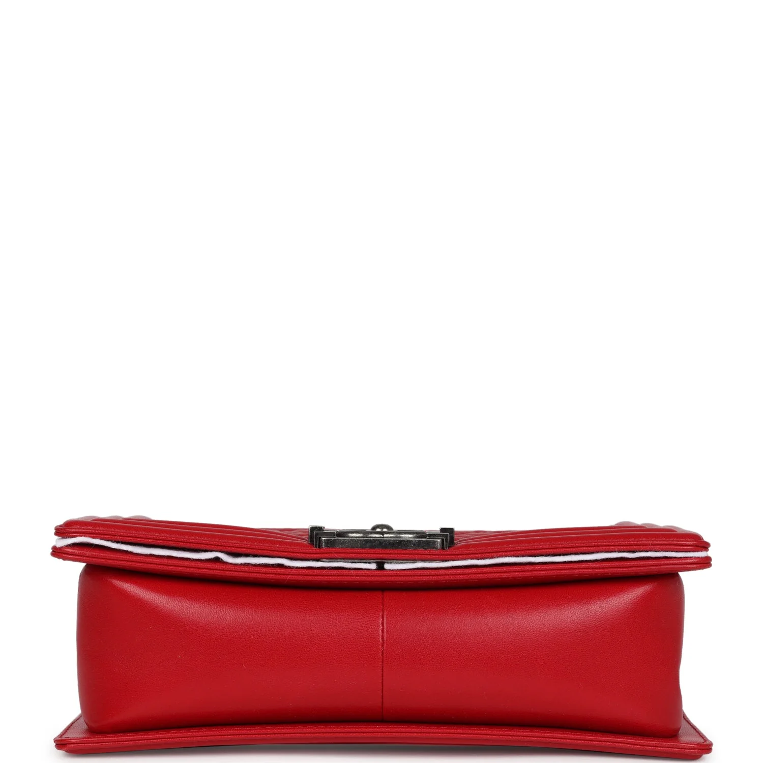 Chanel Old Medium Boy Bag Red Lambskin Aged Ruthenium Hardware