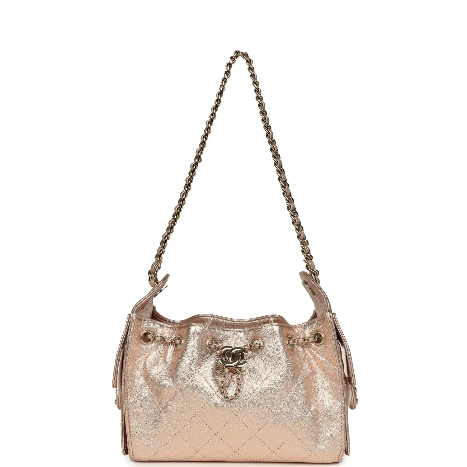 Chanel Mini 25 Hobo Bag Metallic Rose Gold Caviar Caviar Light Gold Hardware