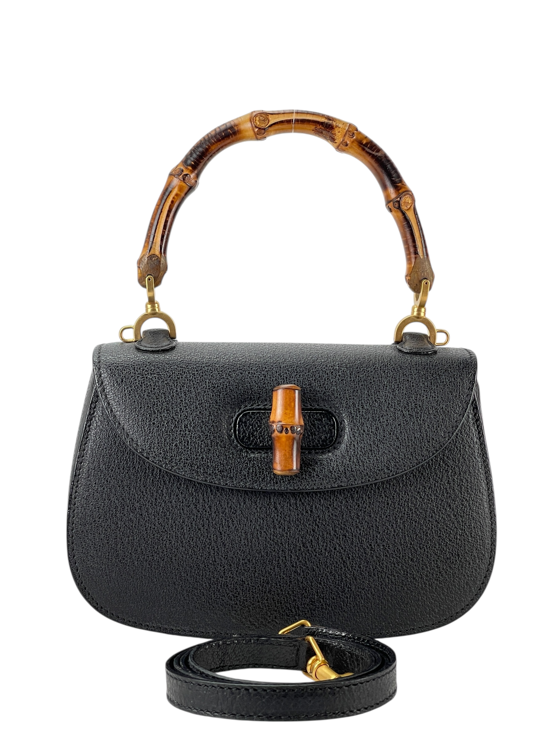 GUCCI - 2way Small Leather Bamboo Handbag