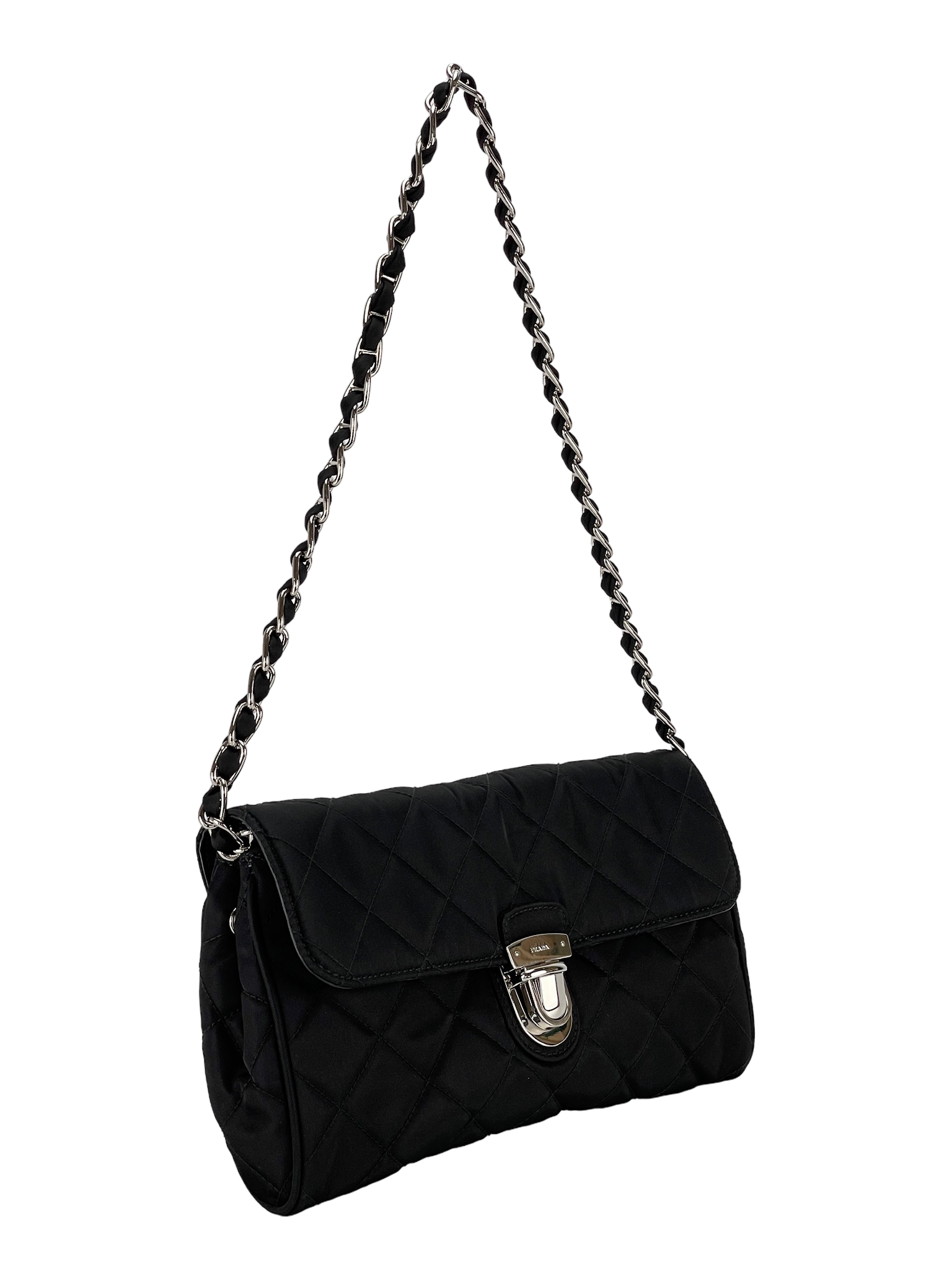 PRADA - Nylon Pushlock Flap Crossbody Bag