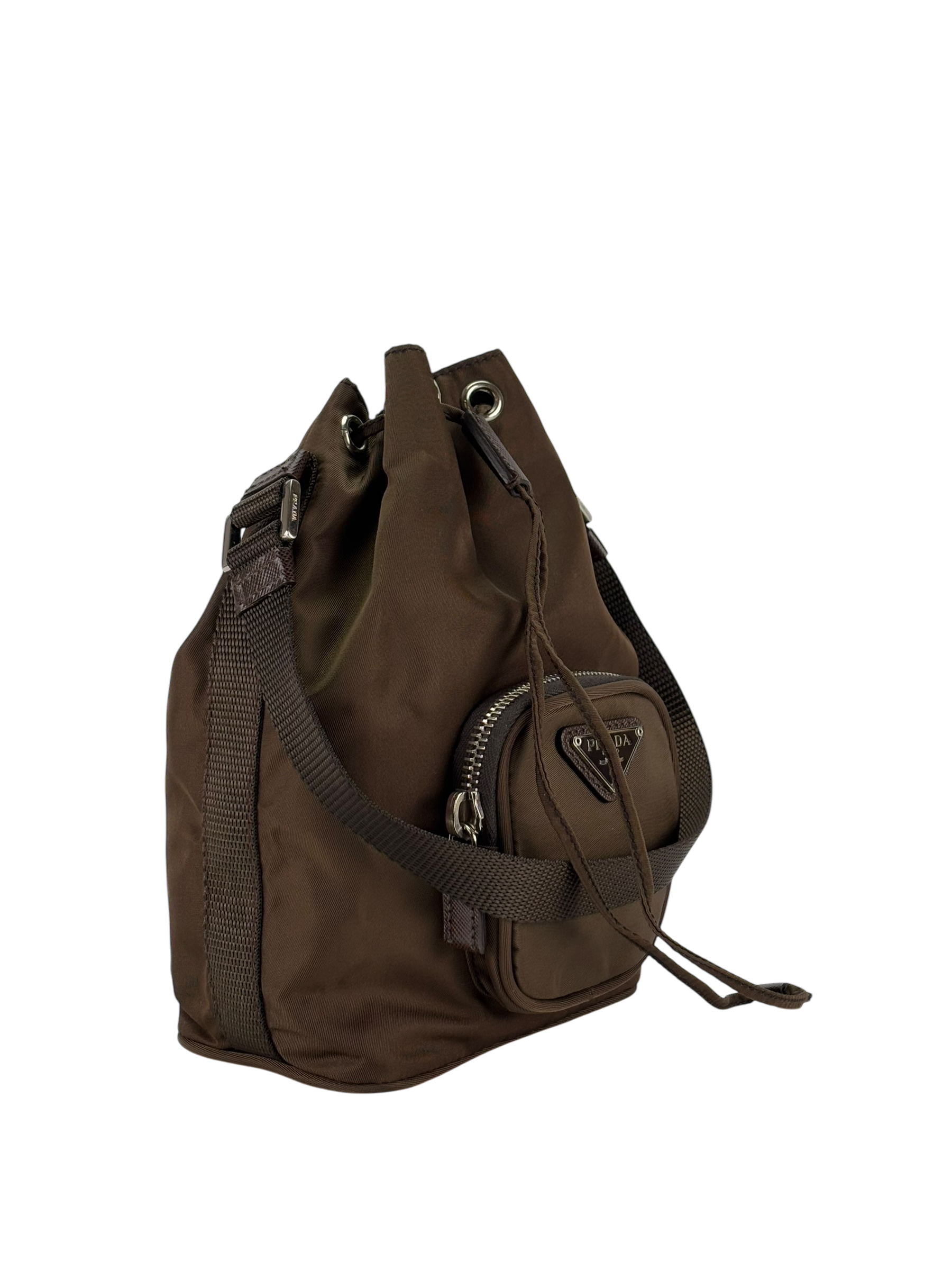 PRADA - Brown Re-Nylon Bucket 2way Bag