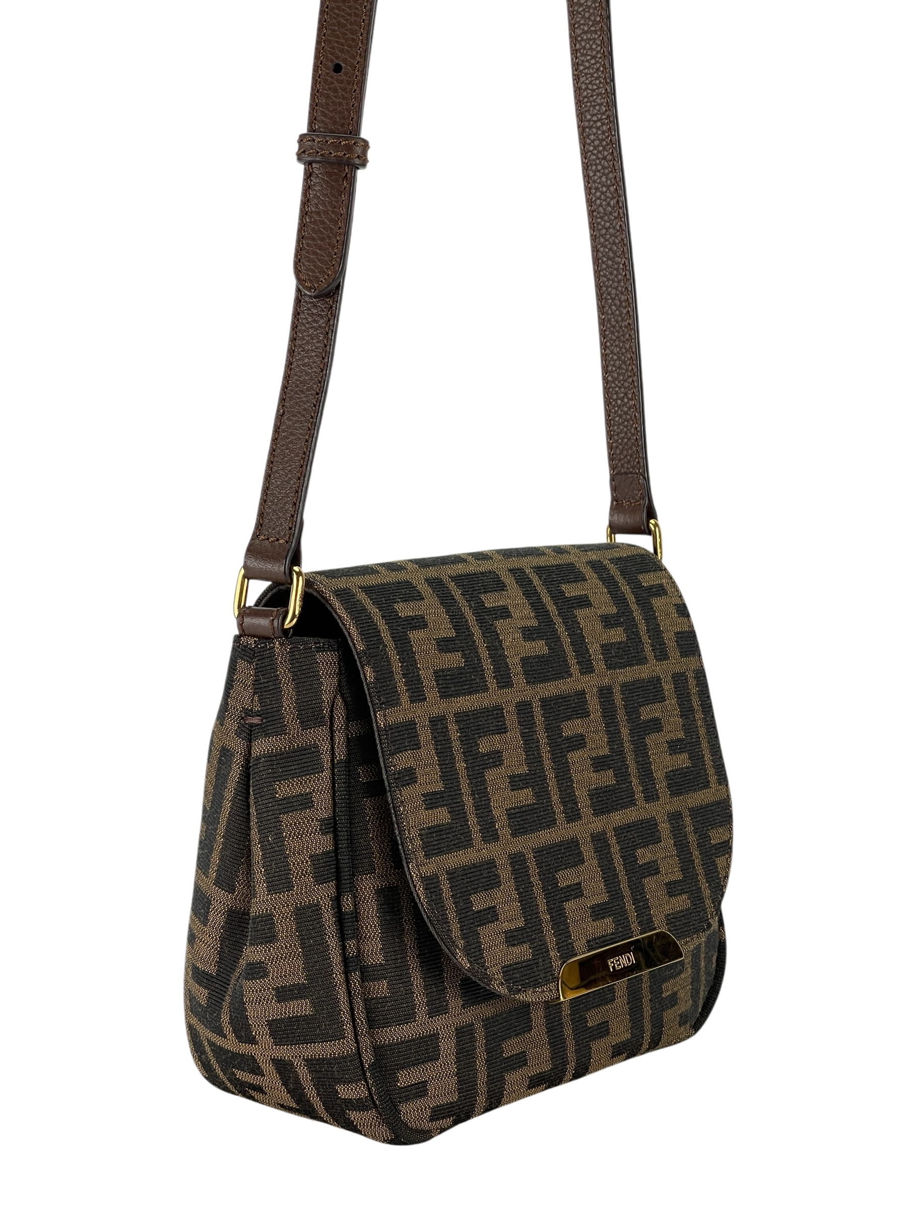 FENDI - Brown Zucca Canvas Crossbody Bag