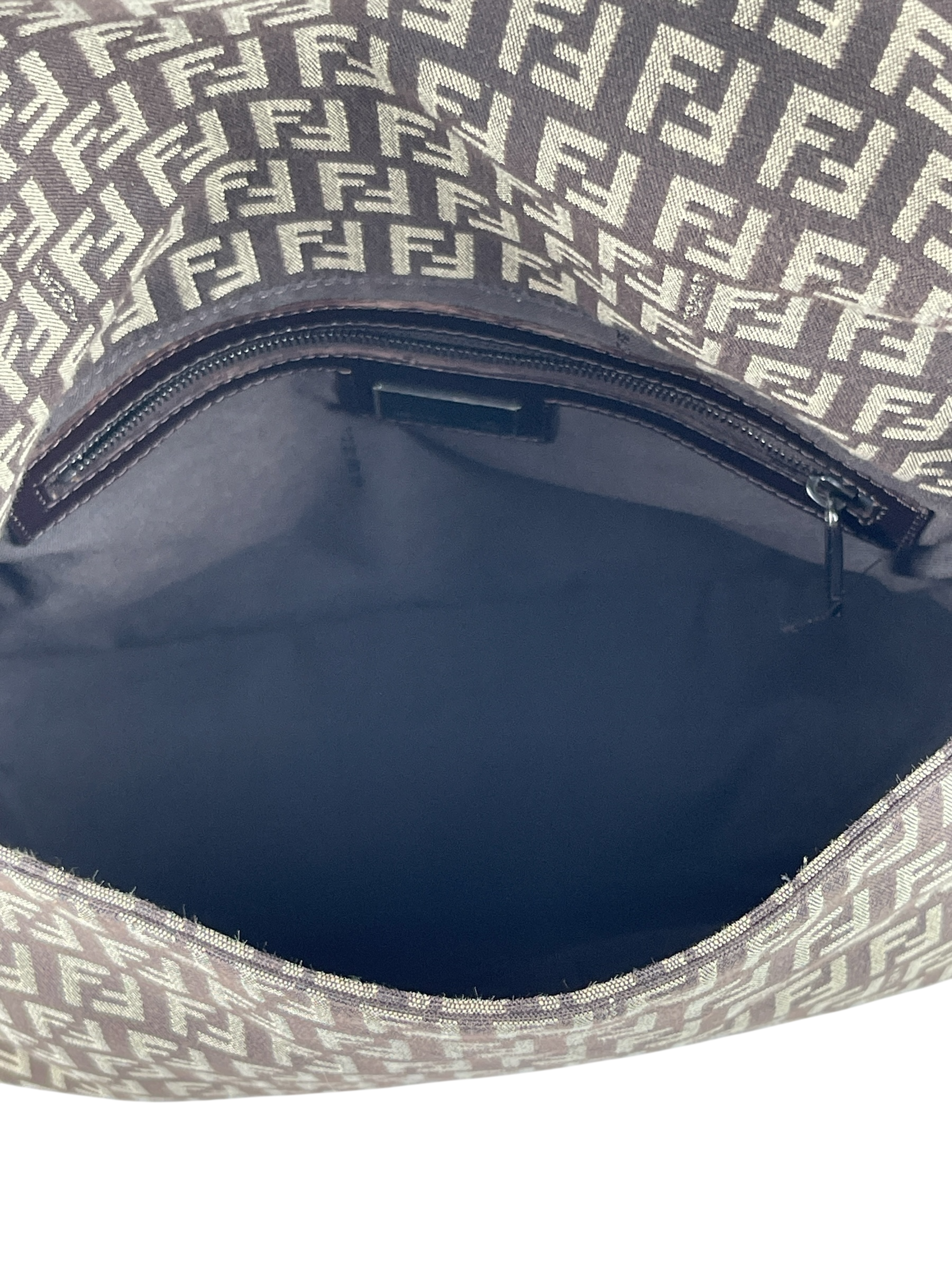 FENDI - Brown Canvas Zucca Mamma Baguette Handbag Silver Hardware