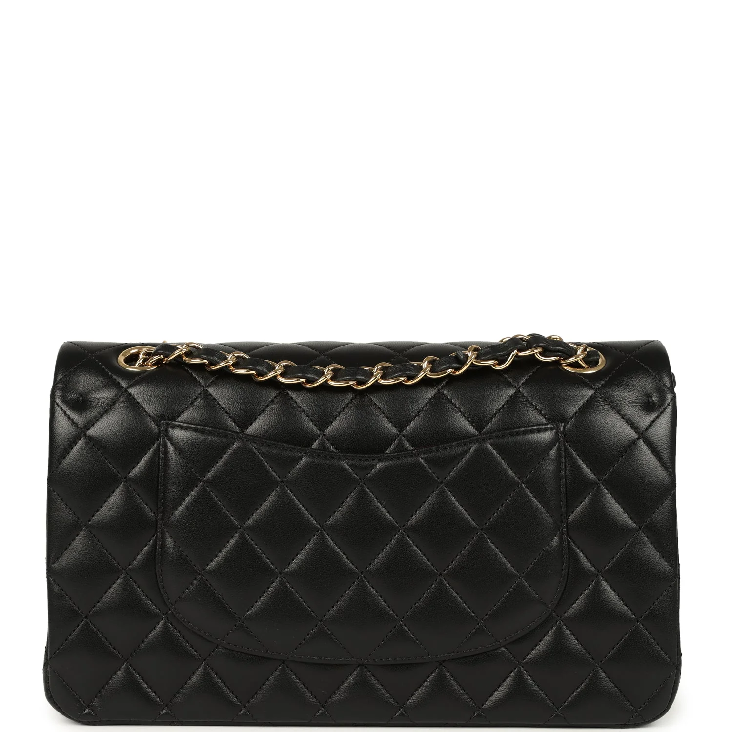 Pre-owned Chanel Medium Classic Double Flap Bag Black Lambskin Gold Hardware