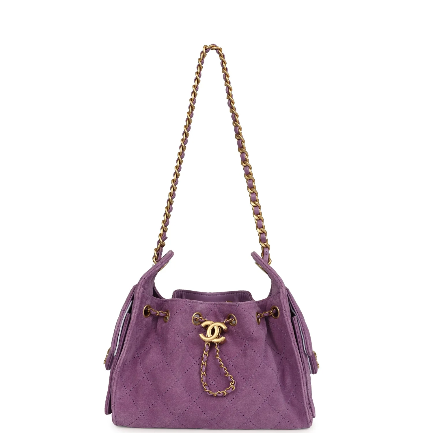 Chanel Mini 25 Hobo Bag Purple Suede Antique Gold Hardware
