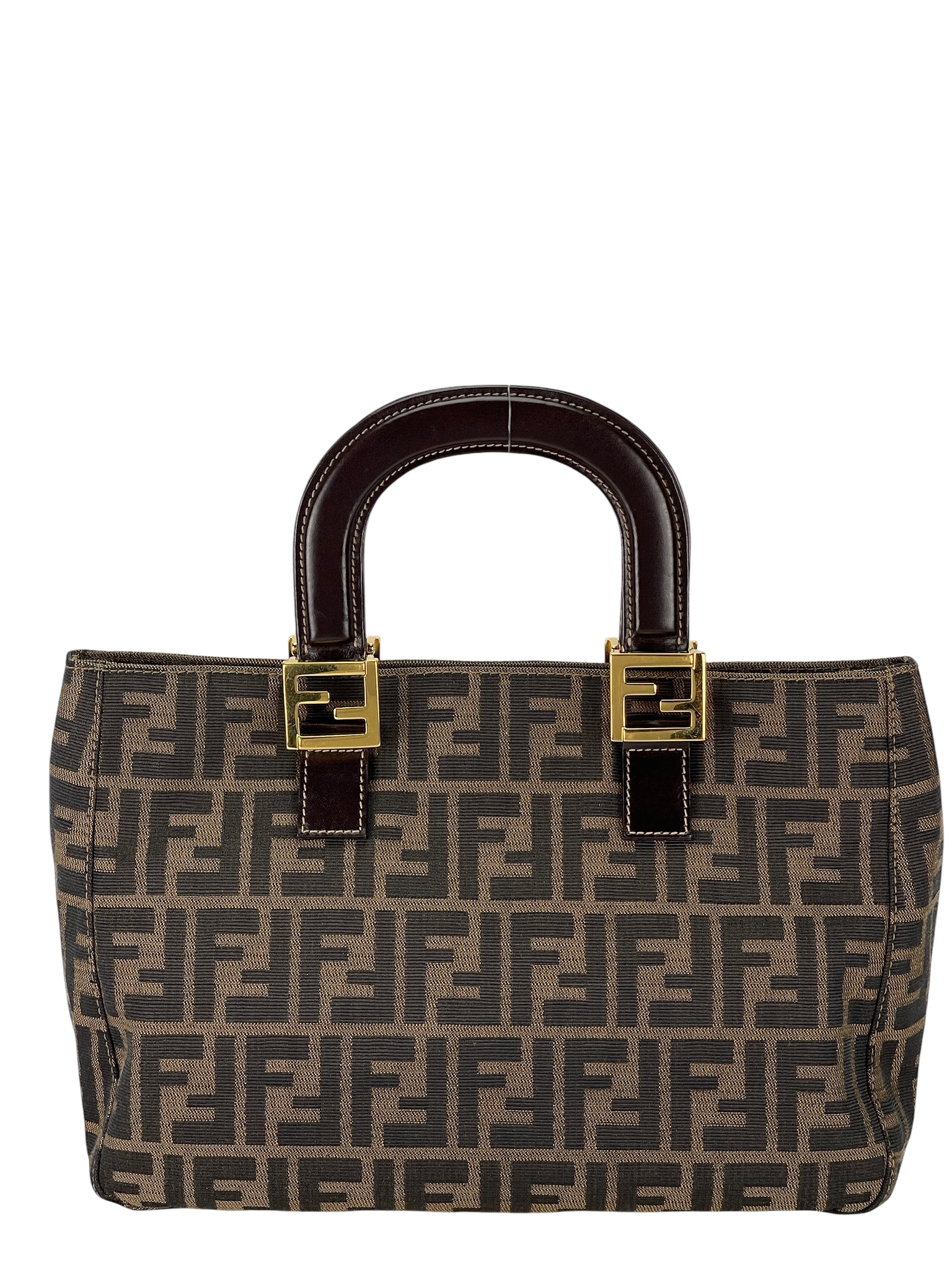FENDI - Brown Zucca Tote Handbag Gold Hardware