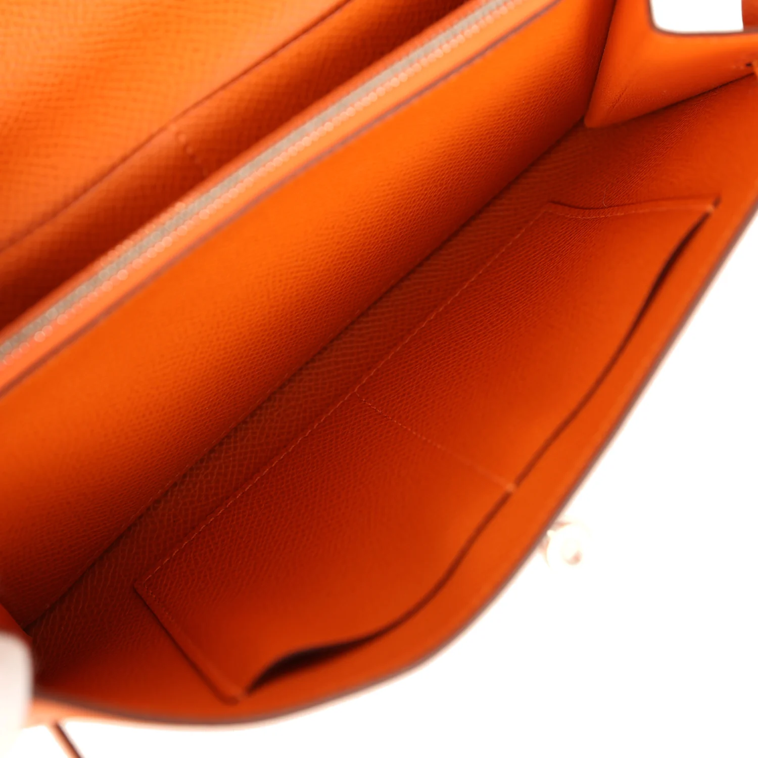 Hermes Kelly Wallet To Go Orange Epsom Palladium Hardware