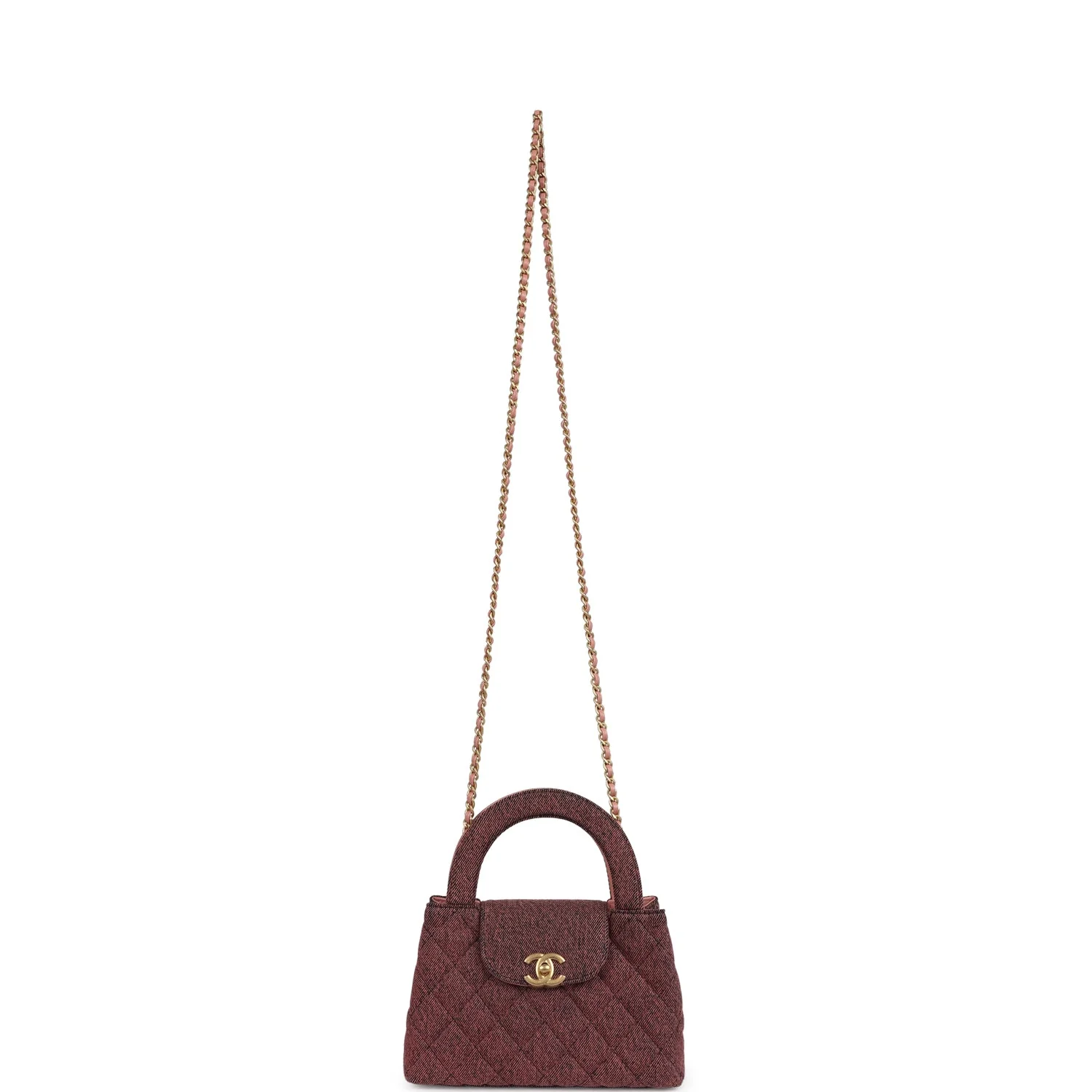 Chanel Small Kelly Shopper Pink Washed Denim Brushed Gold Hardware