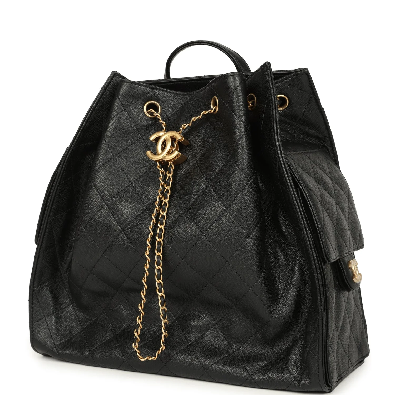 Chanel Large 25 Backpack Black Caviar Antique Gold Hardware