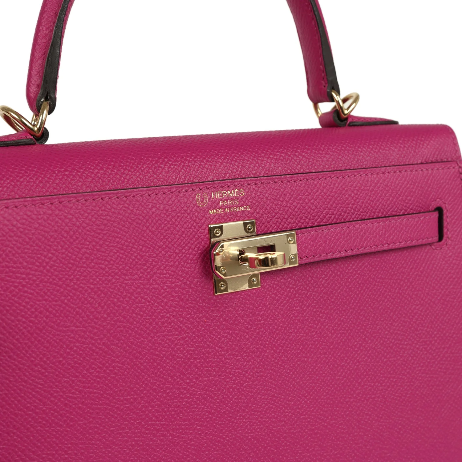Pre-owned Hermes Special Order (HSS) Kelly Sellier 25 Rose Pourpre Verso Epsom Permabrass Hardware