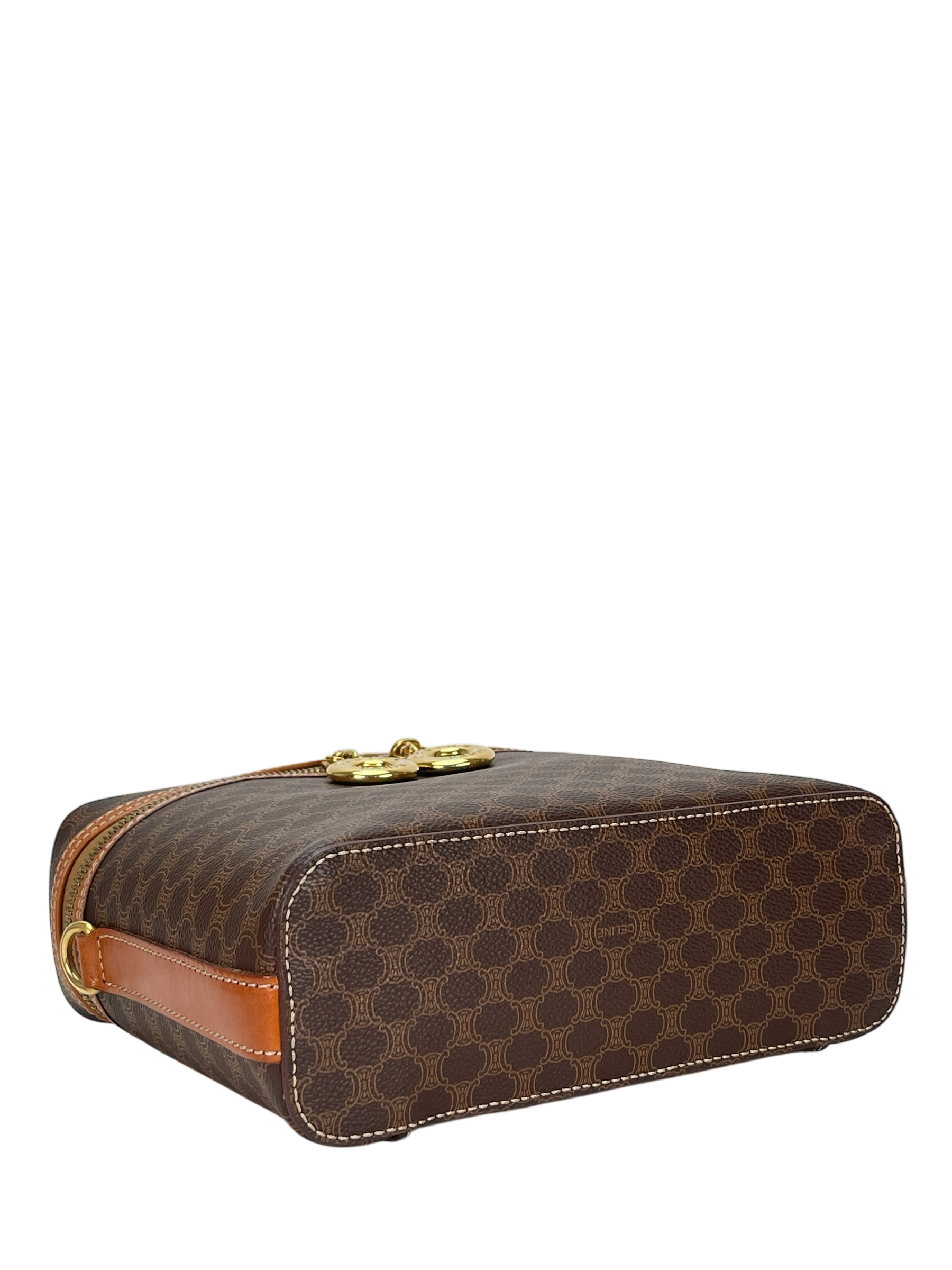 CELINE - Brown PVC Macadam Pattern 2way Handbag