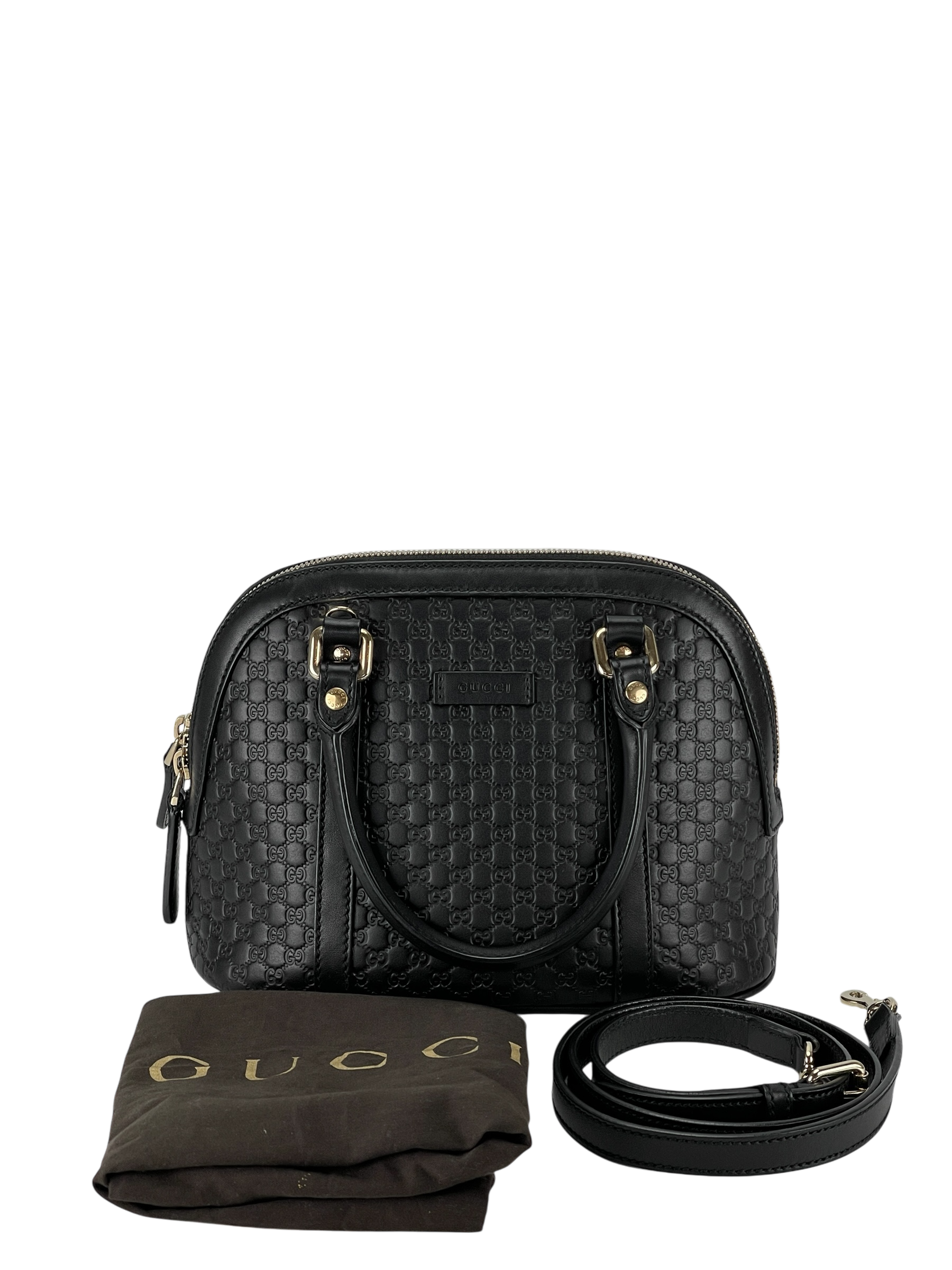 GUCCI - Micro GG Cima Dome Tote Bag Black Calfskin