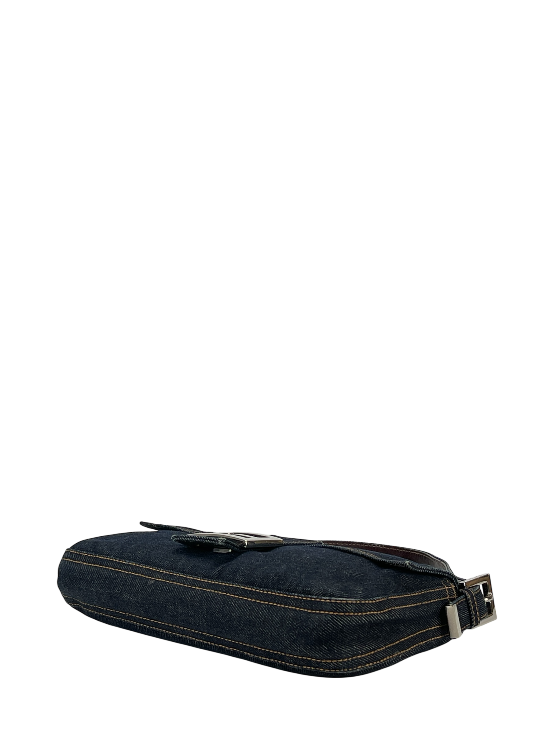 FENDI - Small Mamma Baguette Bag Denim Navy Sliver Hardware