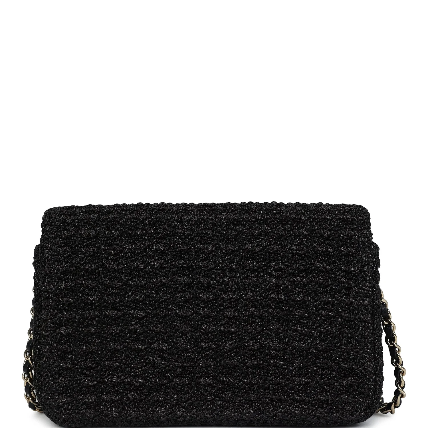 Chanel Mini Summer Nights Flap Bag Black Woven Patent Leather Light Gold Hardware