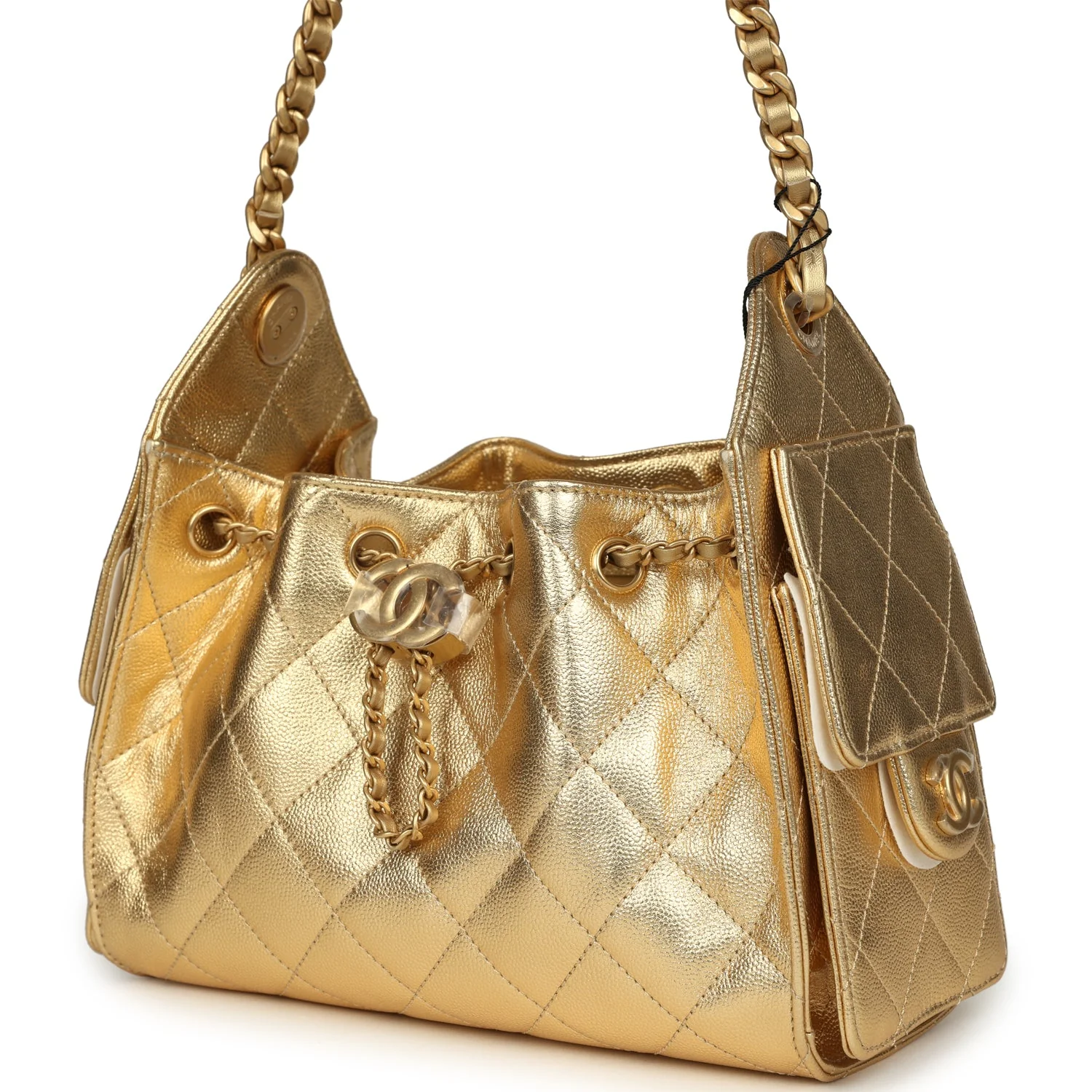 Chanel Mini 25 Hobo Bag Metallic Gold Caviar Caviar Antique Gold Hardware