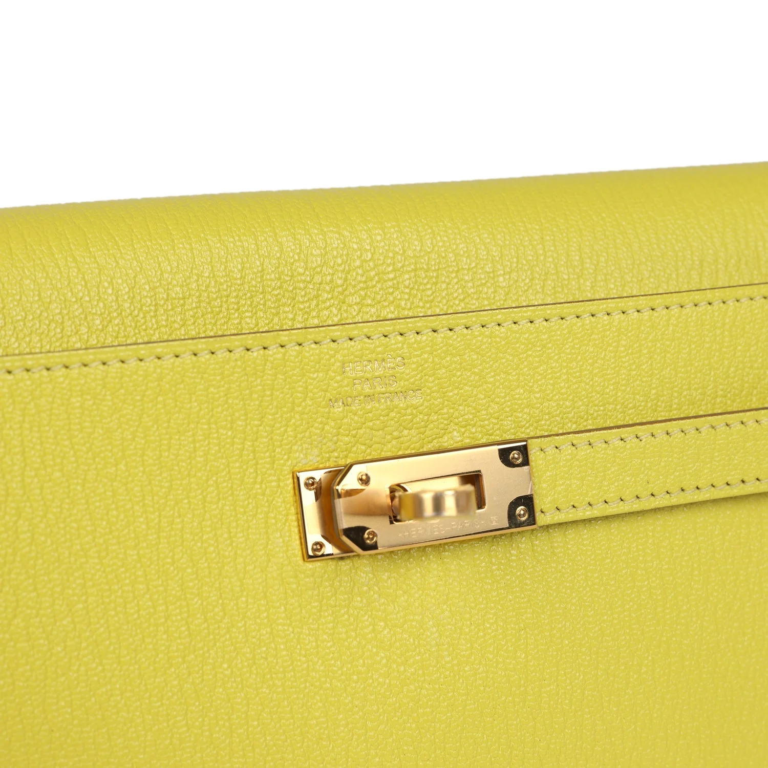 Hermes Kelly Wallet To Go Lime Chevre Mysore Gold Hardware