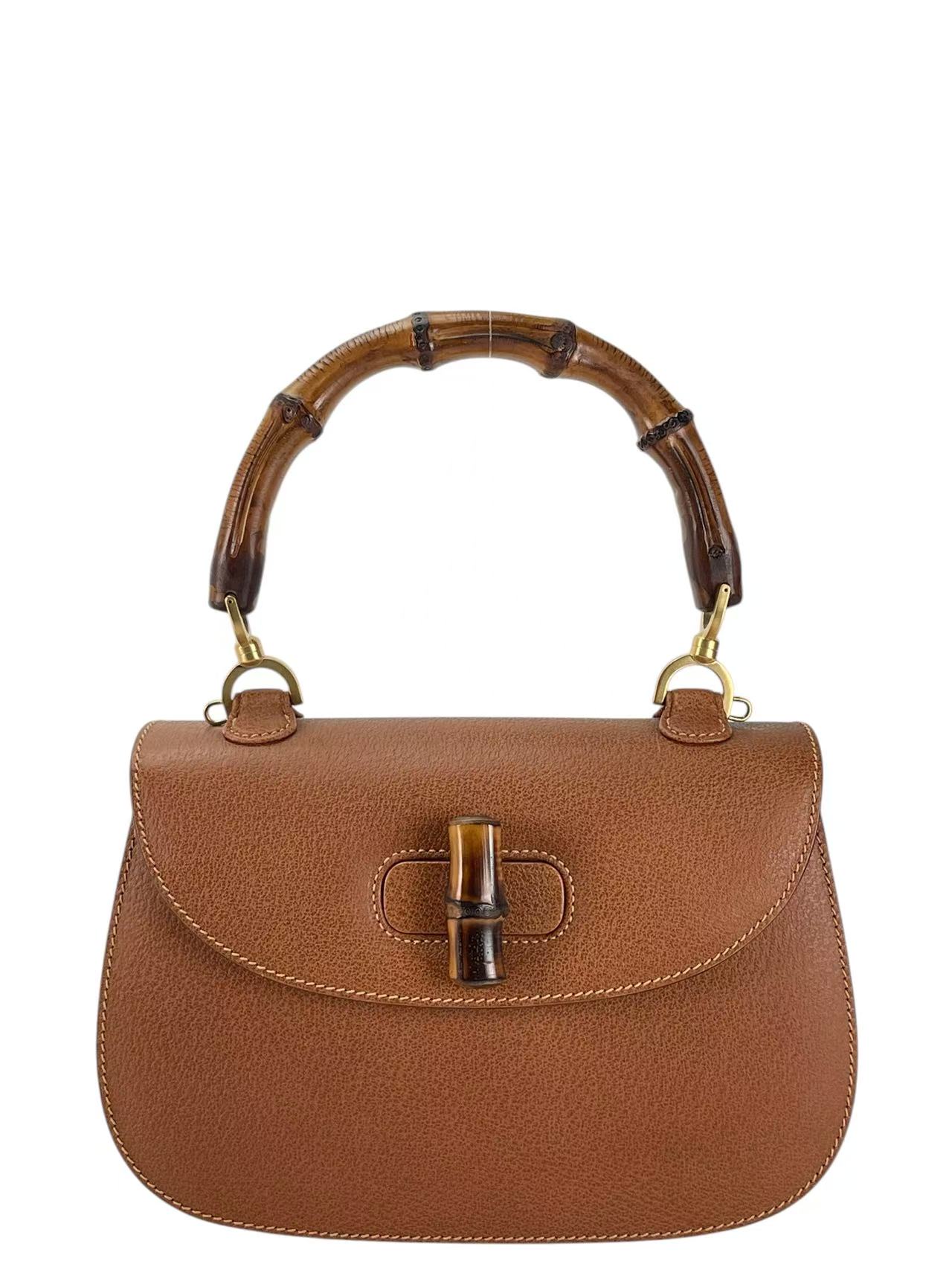 GUCCI - Brown Calfskin Bamboo Handbag