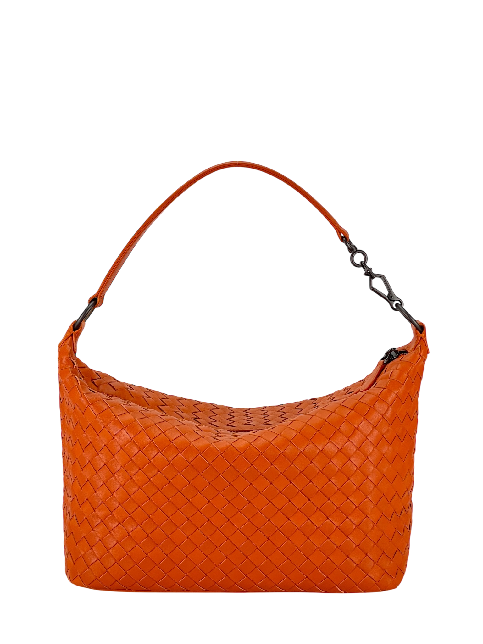 BOTTEGA VENETA - Zip Hobo Intrecciato Nappa Orange Calfskin