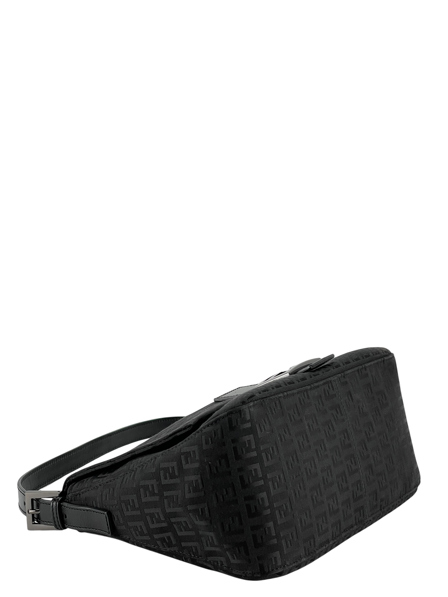 FENDI - Black Canvas Zucca Mamma Bucket Shoulder Bag Black hardware