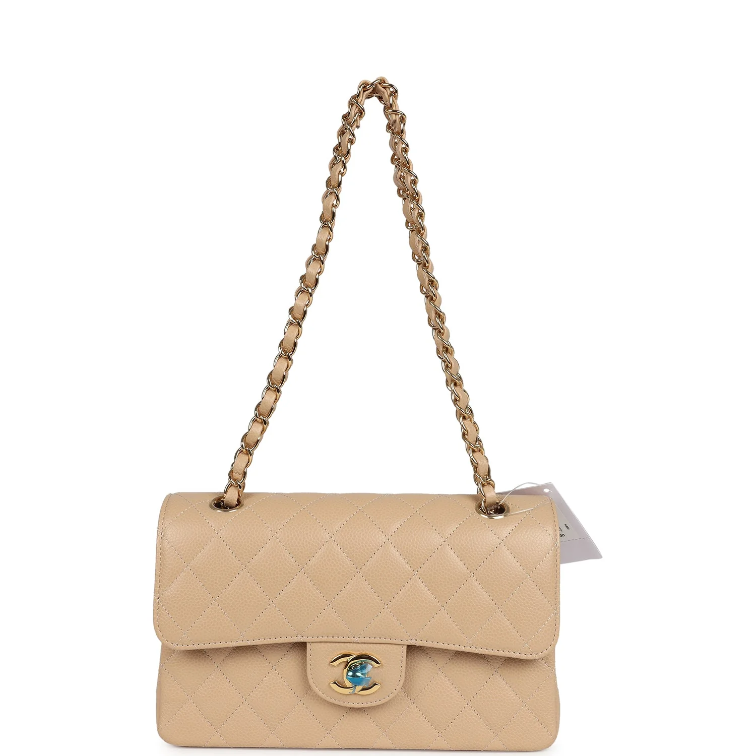 Chanel Small Classic Double Flap Bag Beige Caviar Gold Hardware